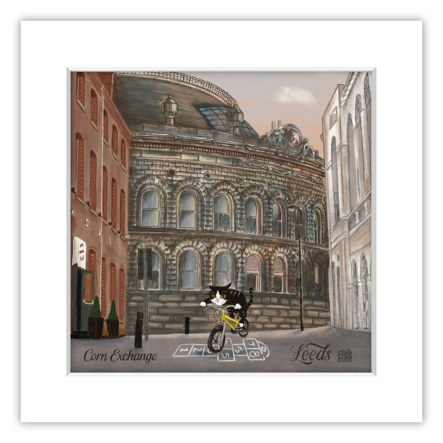 Leeds Corn Exchange Cat Print CHILLCHILLCATS leeds-corn-exchange-cat-print-chillchillcats