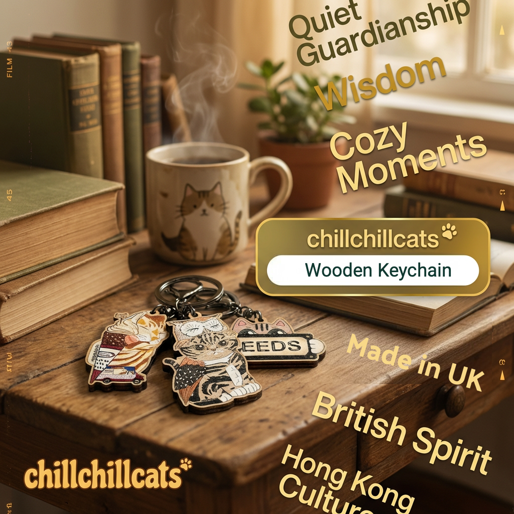 chillchillcats wooden key chain