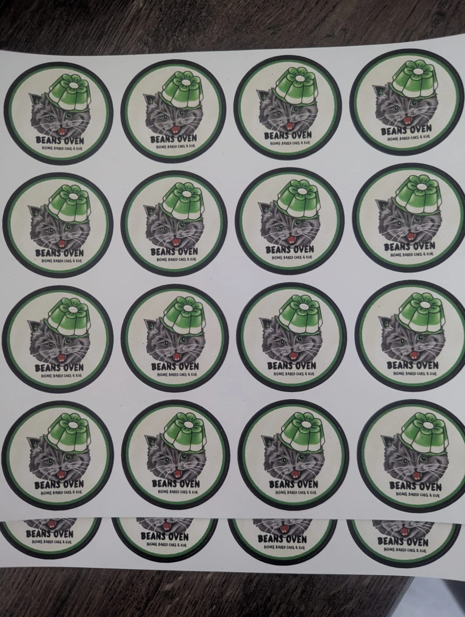 Beans oven sticker