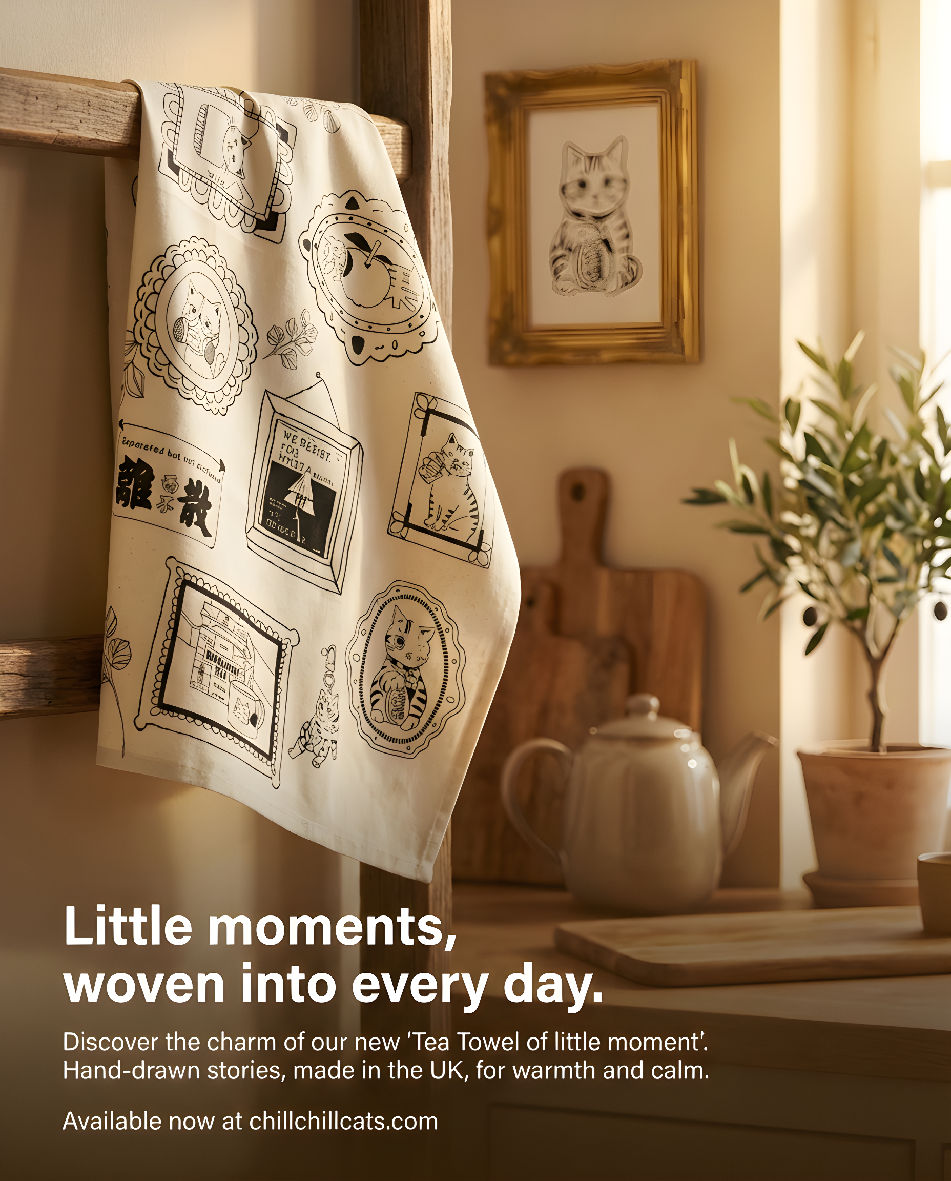 Daily Cat Companion Tea Towel 日常貓伴茶巾