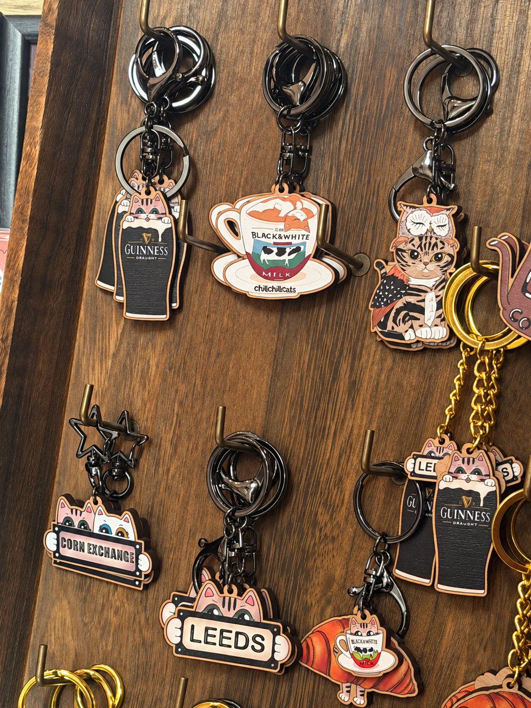 chillchillcats wooden key chain