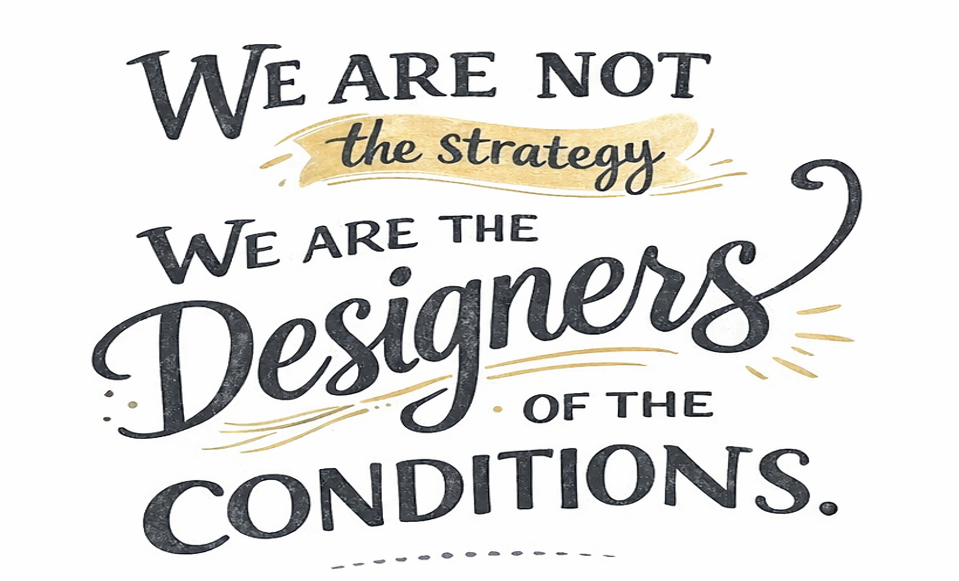 You are not the strategy. You are the designer of the conditions.