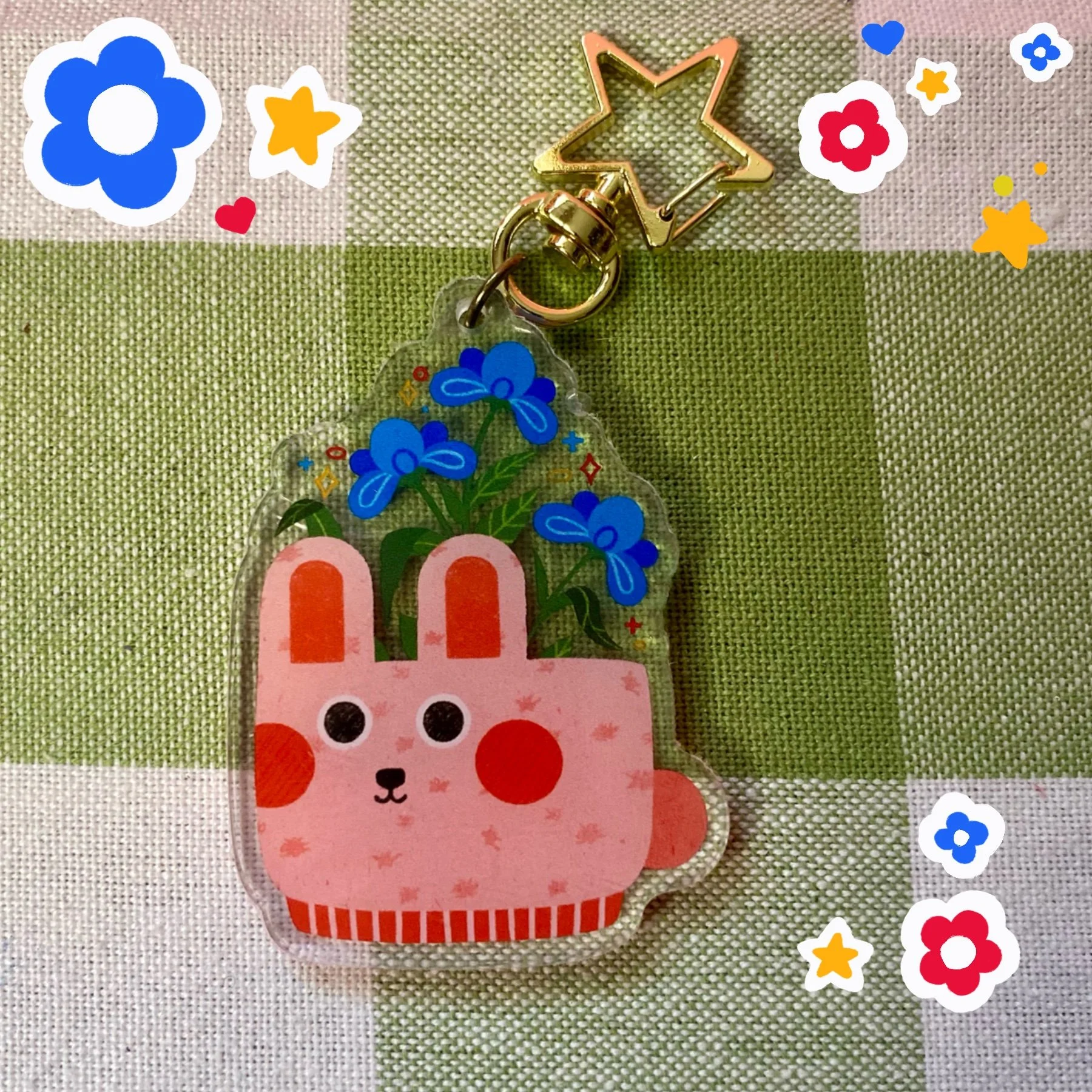 Pink Bunny Acrylic Keychain