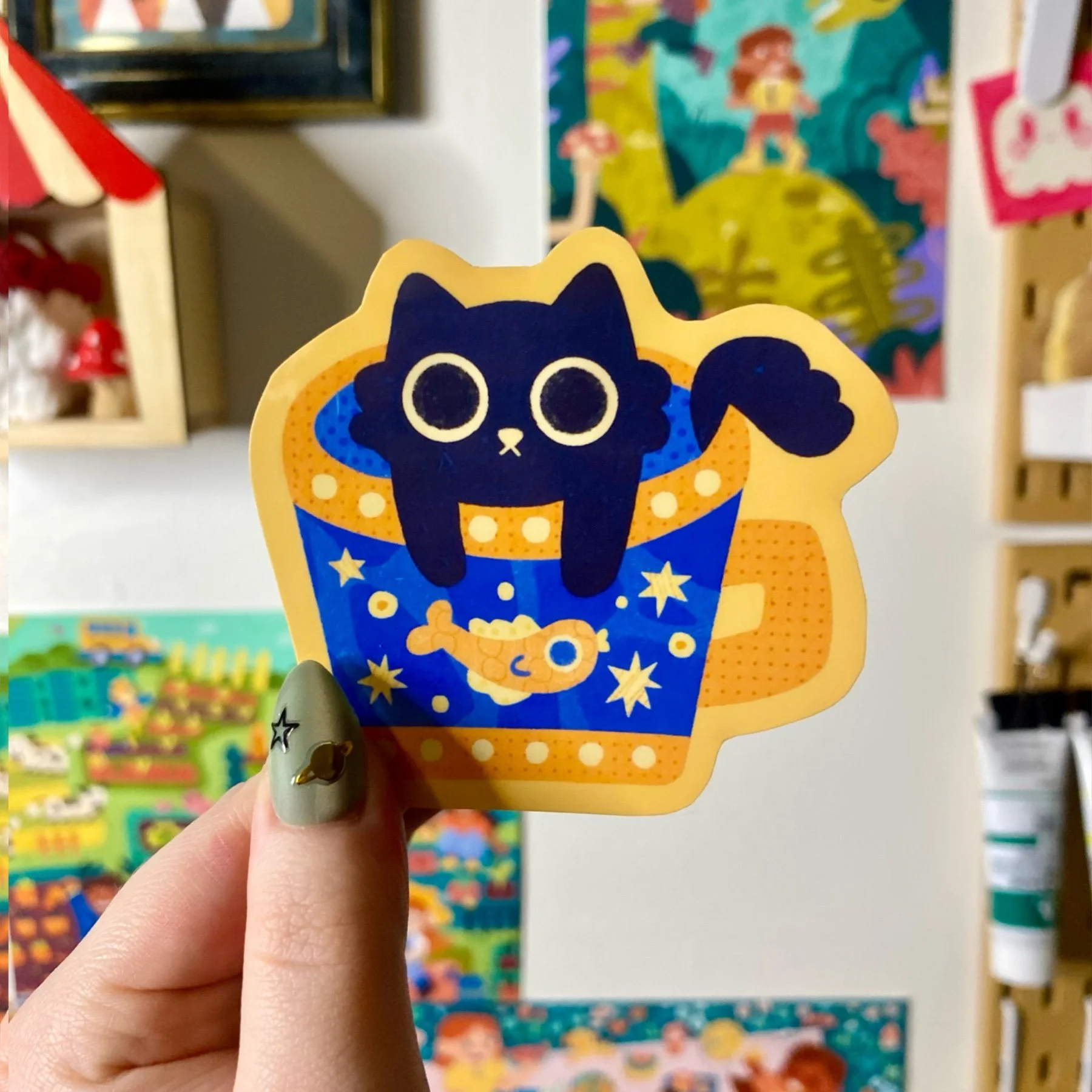 Black Cat Mug Single Sticker