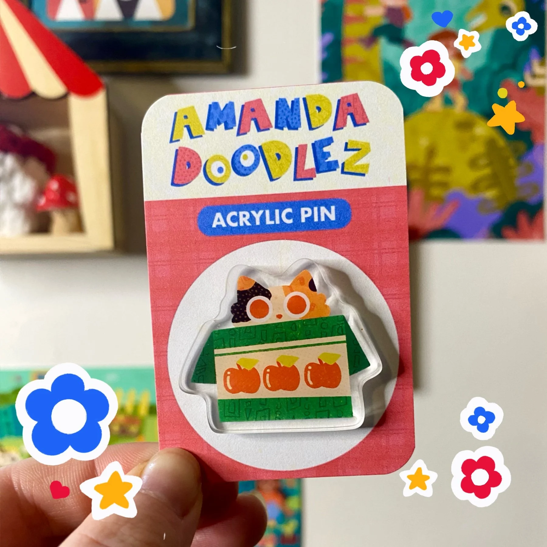 Calico Cat Acrylic Pin