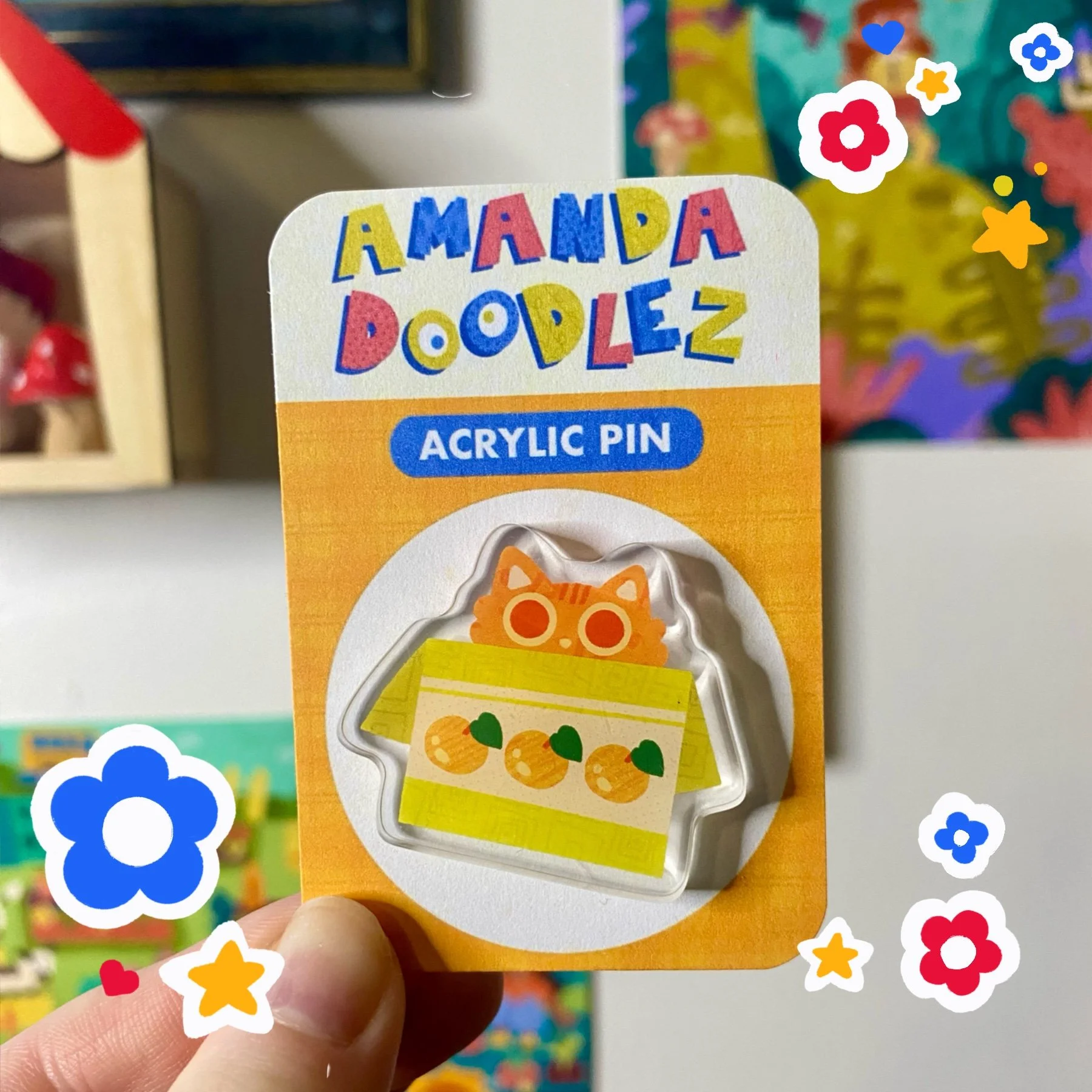 Orange Cat Acrylic Pin