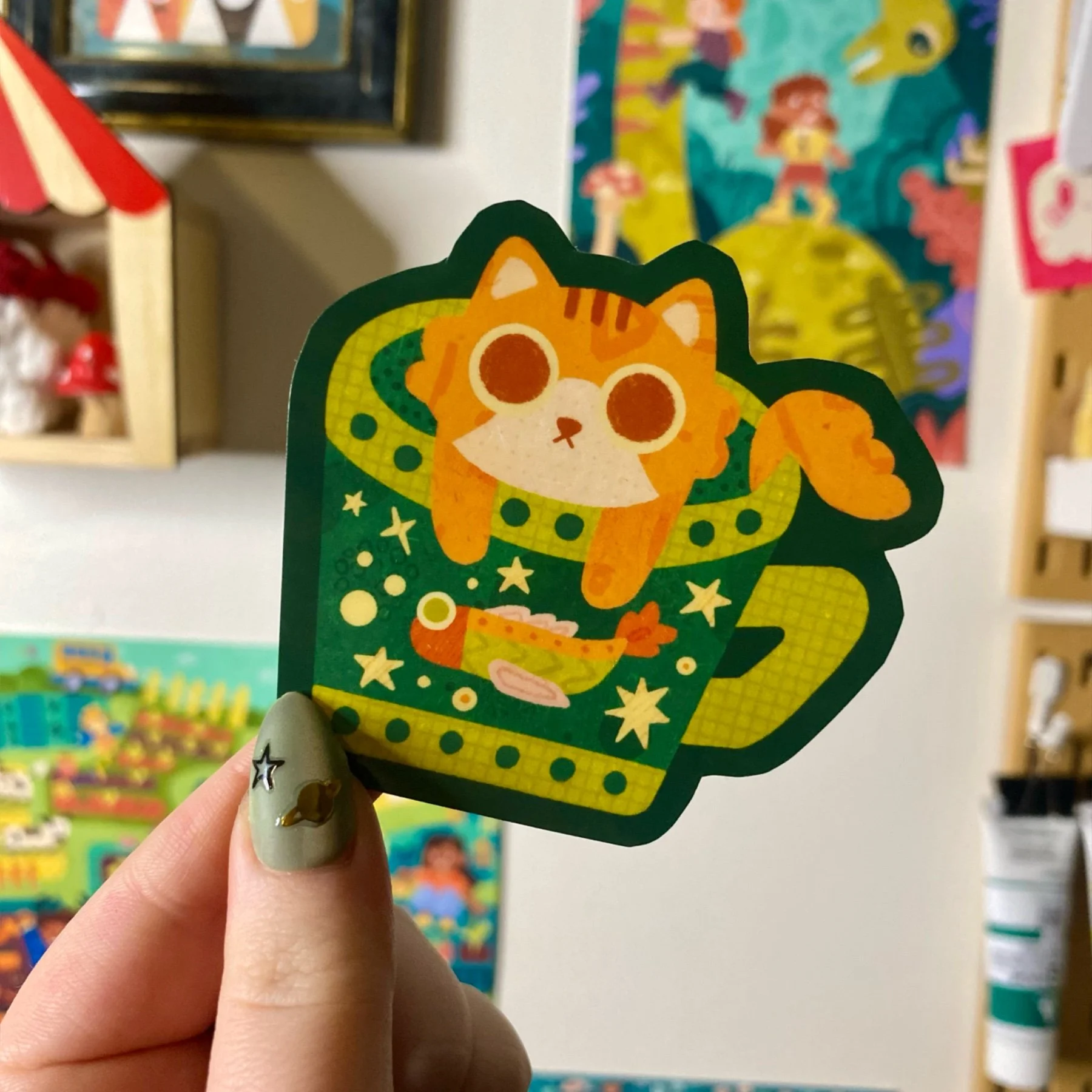 Orange Cat Mug Single Sticker