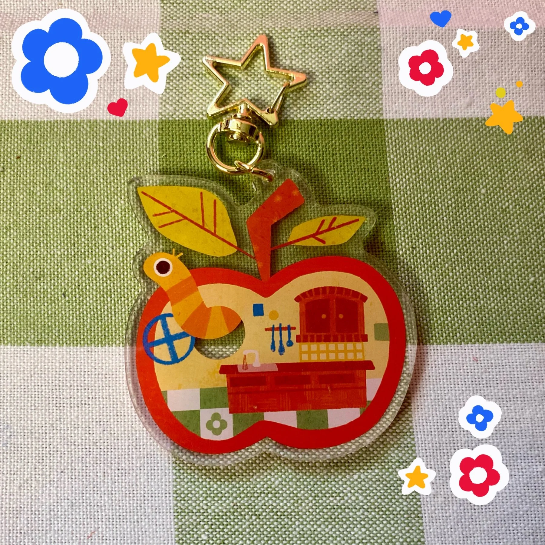 Apple Worm Acrylic Keychain
