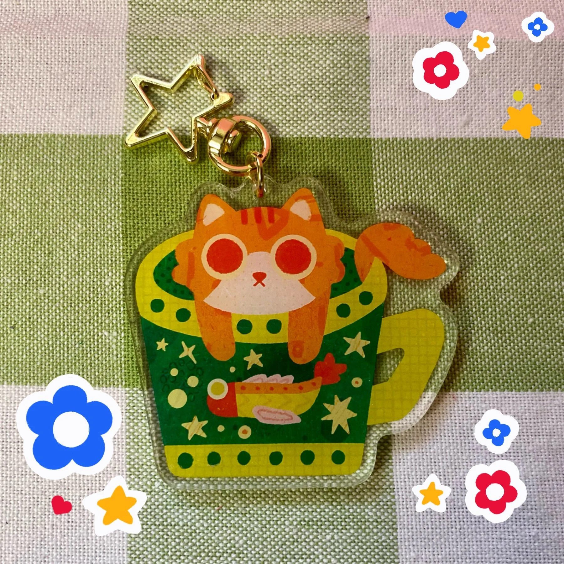 Orange Cat Acrylic Keychain
