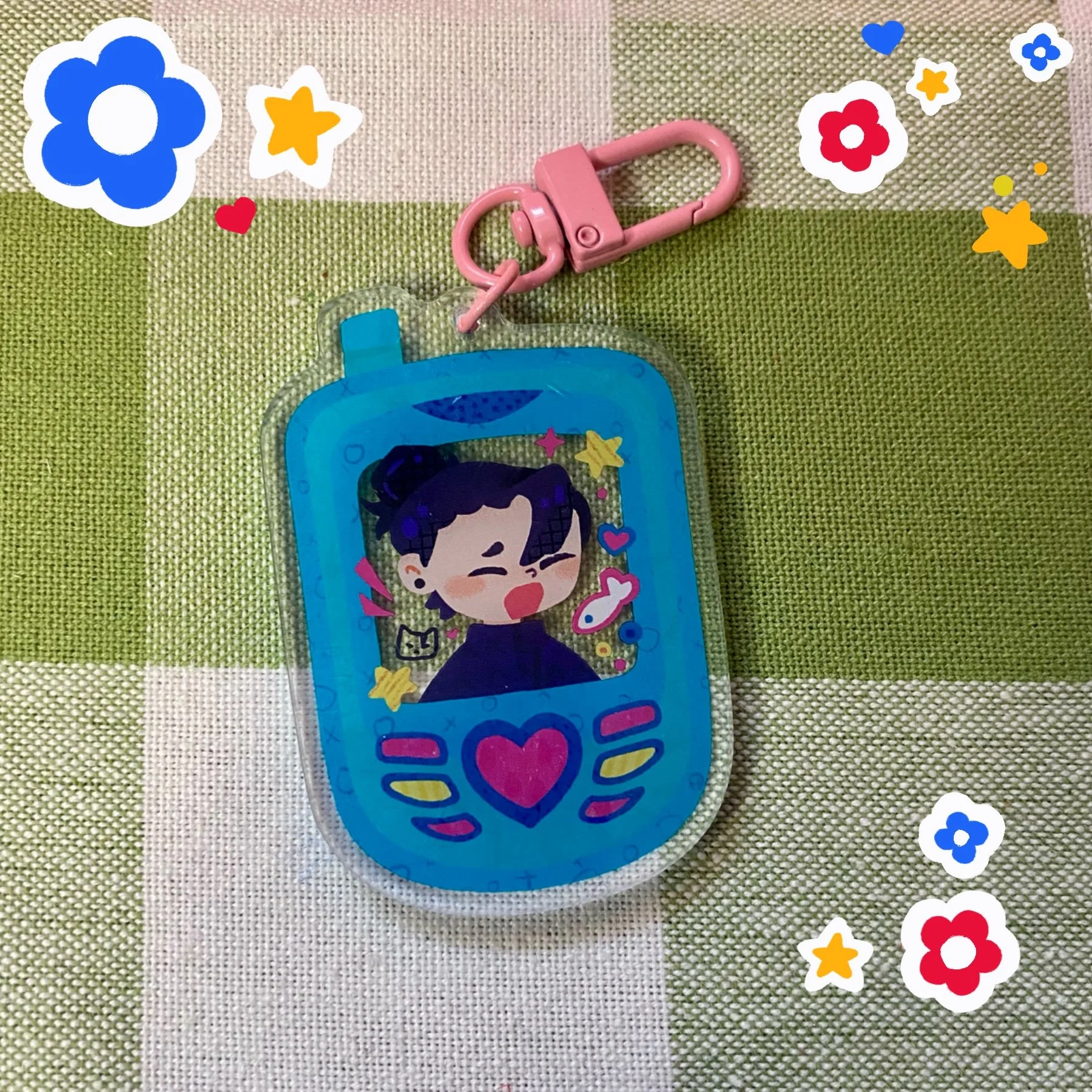 Blue Phone Acrylic Keychain