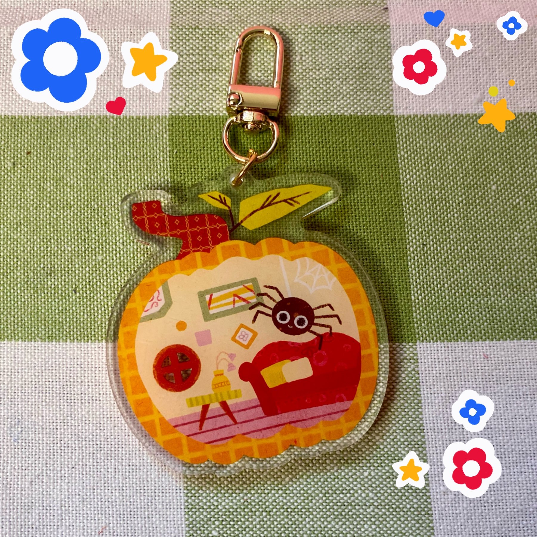 Pumpkin Spider Acrylic Keychain