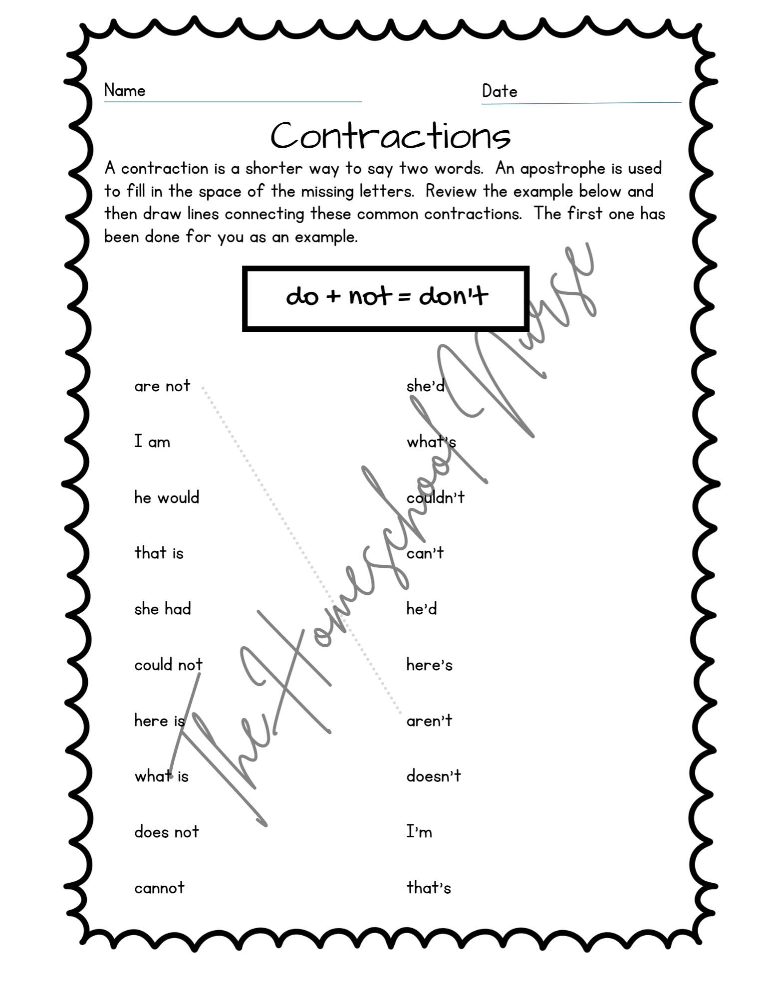 Contractions Fill In Bee Subtraction With Borrowing- Freebie — The Homeschool Nurse