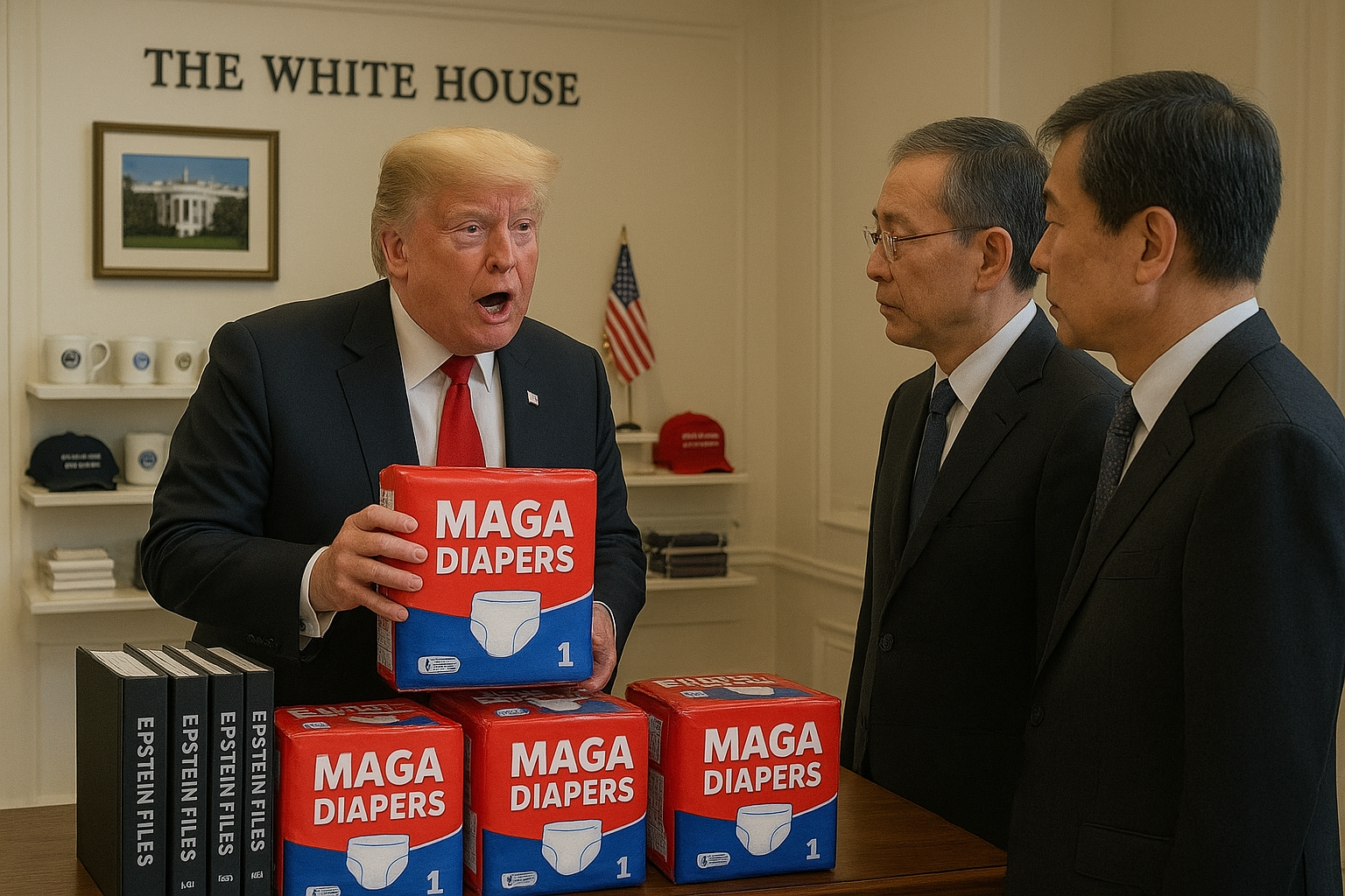 White House Gift Shop Unveils Bold New Line: MAGA Diapers and “Jefferey Epstein: Phase 2” Binders