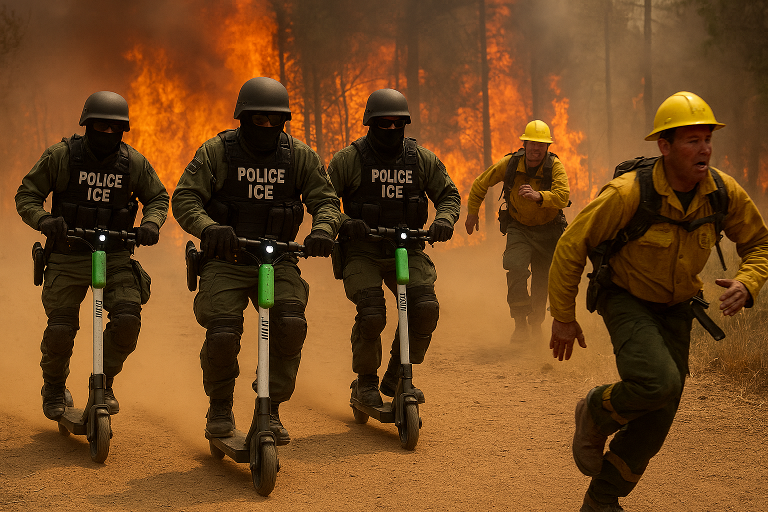 ICE Agents on Scooters Detain Firefighters Mid-Blaze at Bear Gulch