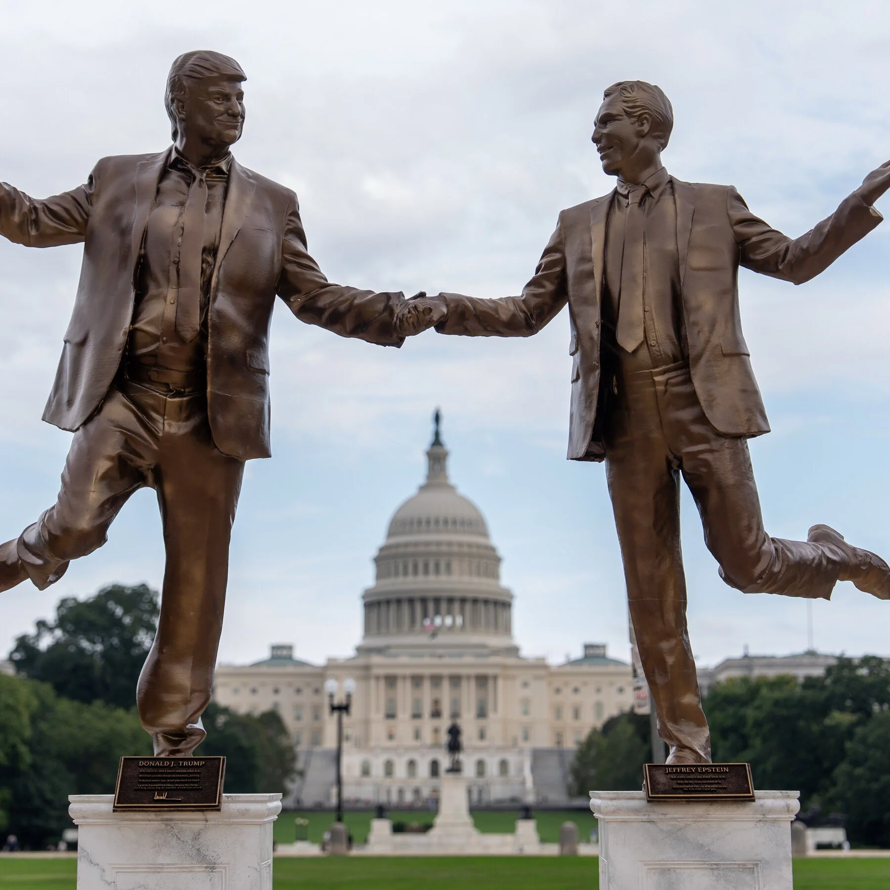 The Love That Dared to Hold Hands: Trump-Epstein Statue Toppled Before Sunrise