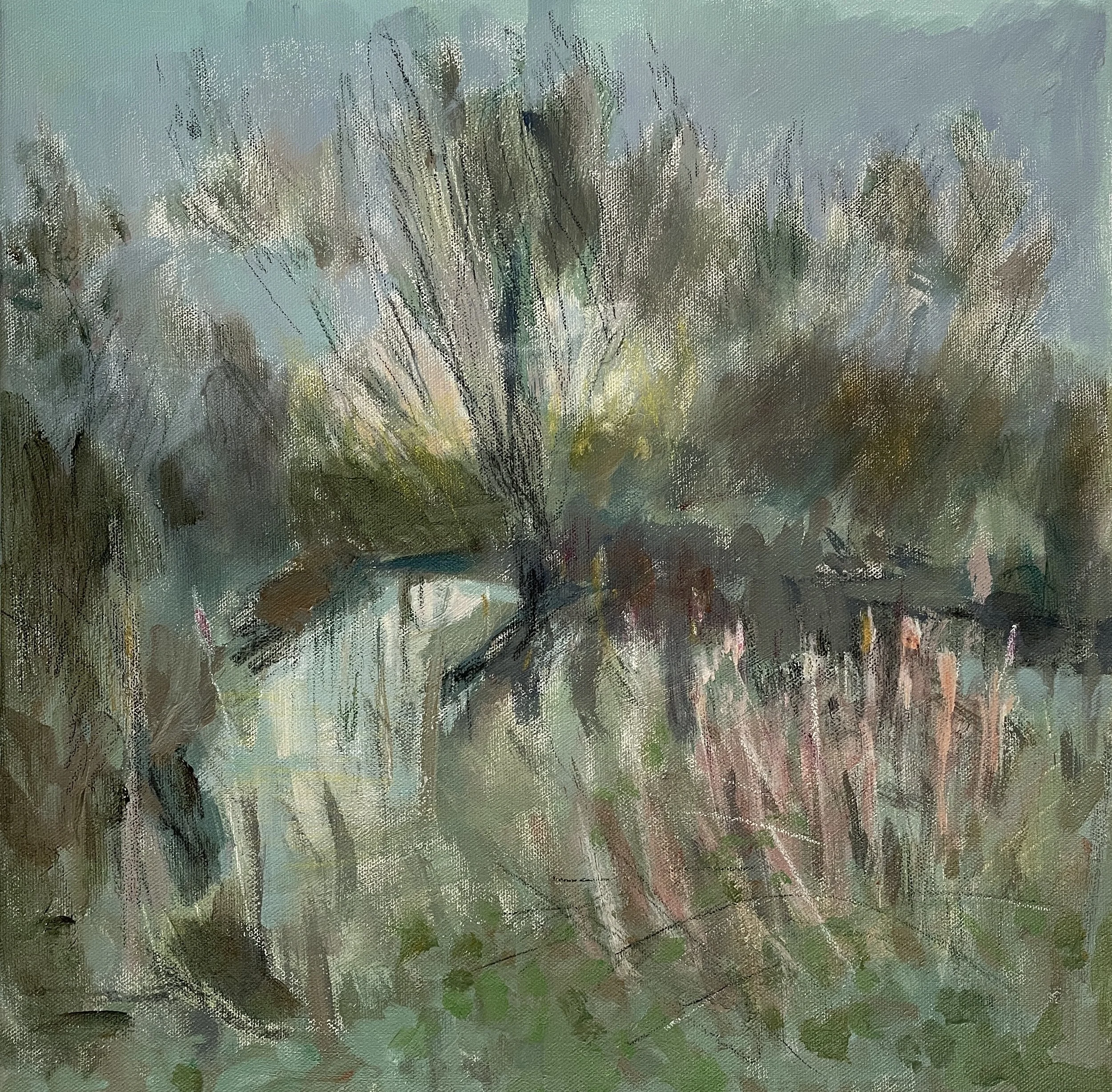 "Before the Village Woke", 2026, acrylic and charcoal, 41x41 cm, unframed, SGD 1,500