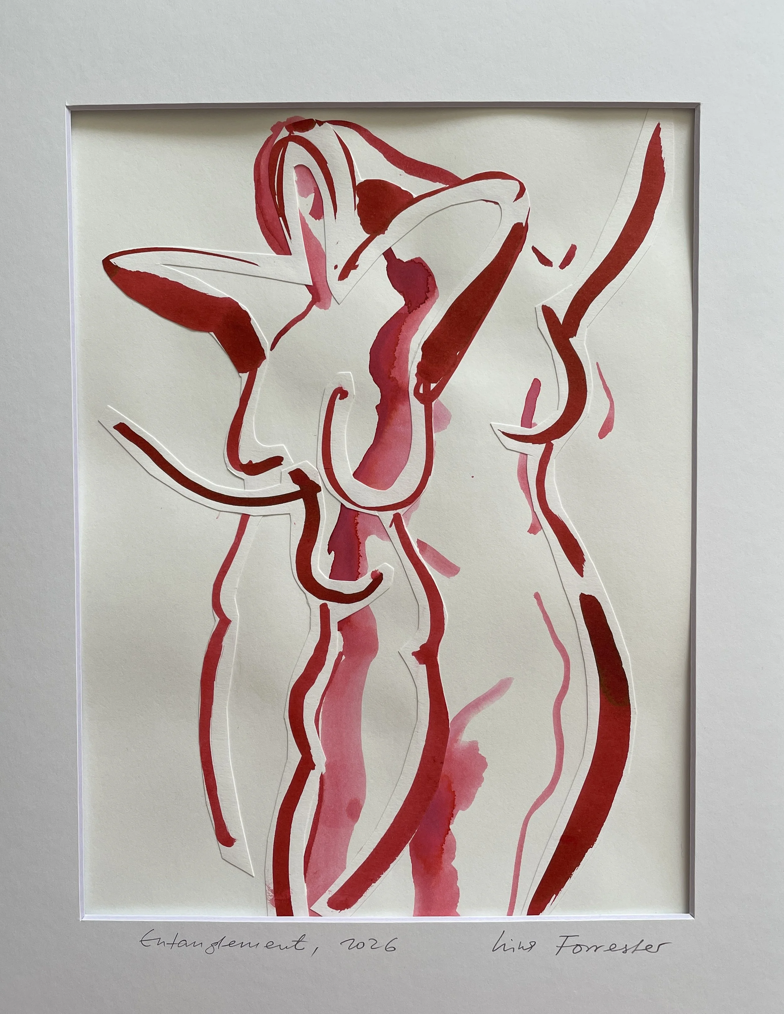 Entangled, 2026, ink and collage on Strathmore paper, 160 gsm, 30.5x22.9 cm, SGD 60