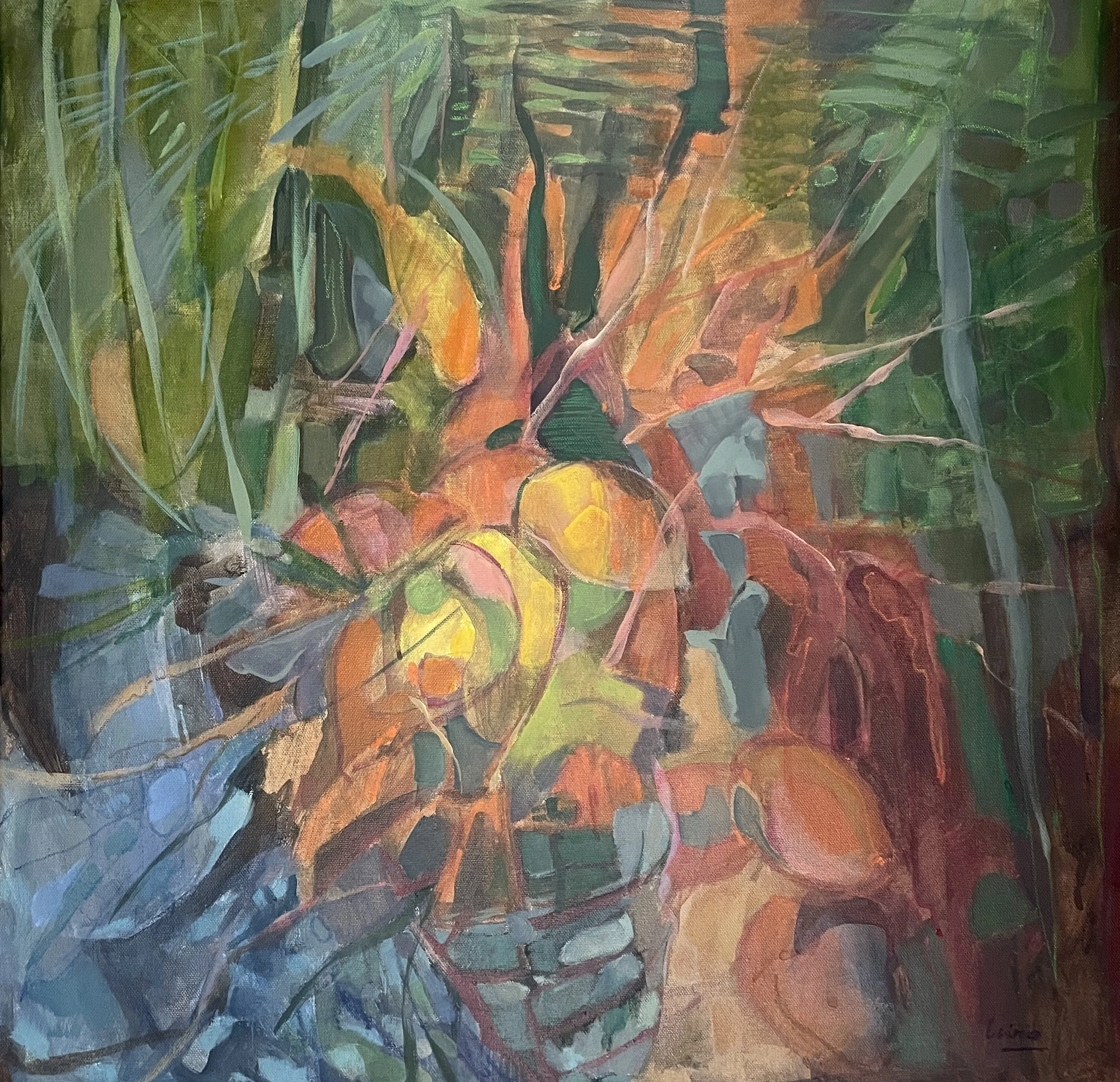 "Tropical Kaleidoscope", 2025, mixed media on canvas, 24x24" (61x61 cm), unframed, SGD 3,500