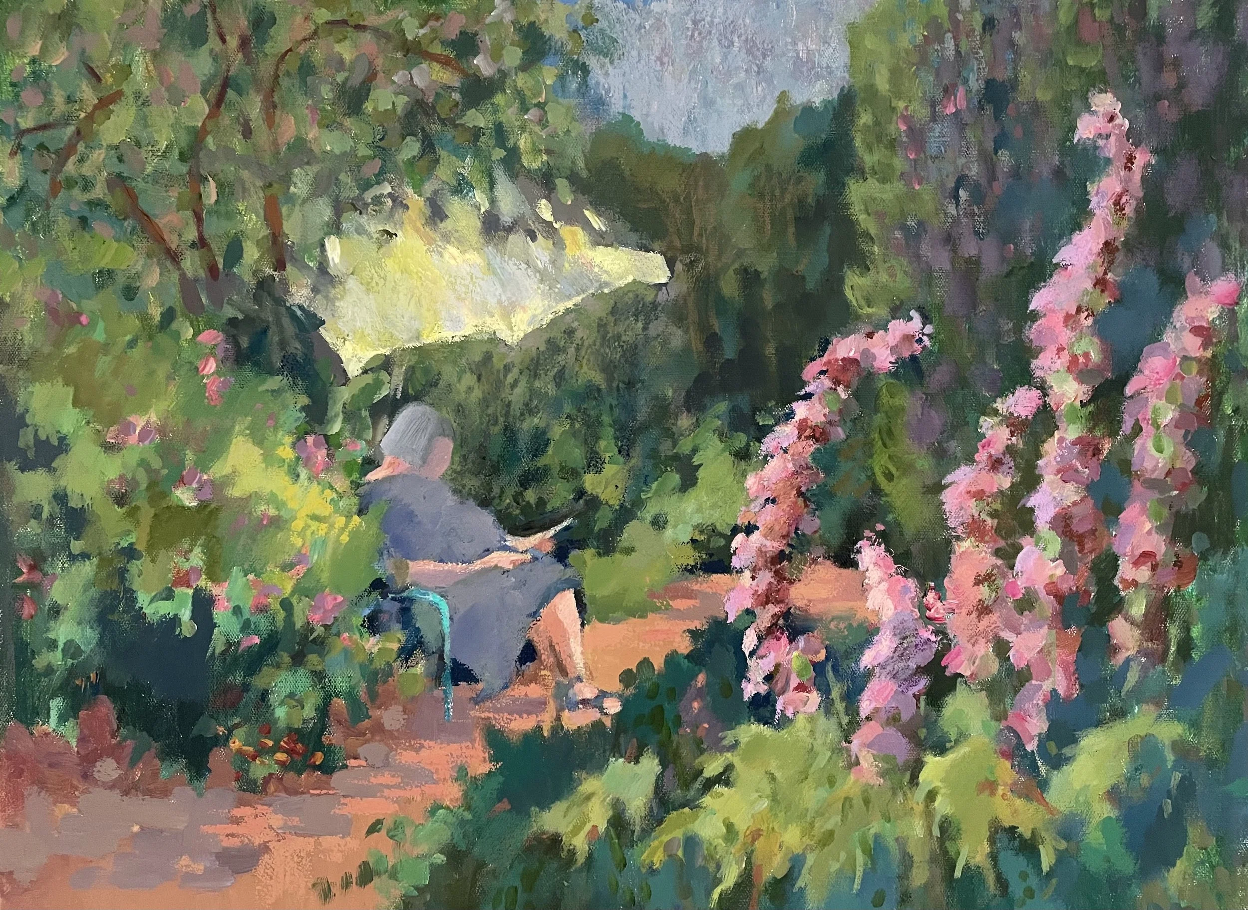 "Jane's garden",  2023, (part 3 of the triptych), mixed media on canvas, 18x24", unframed, [SGD 1,850]
