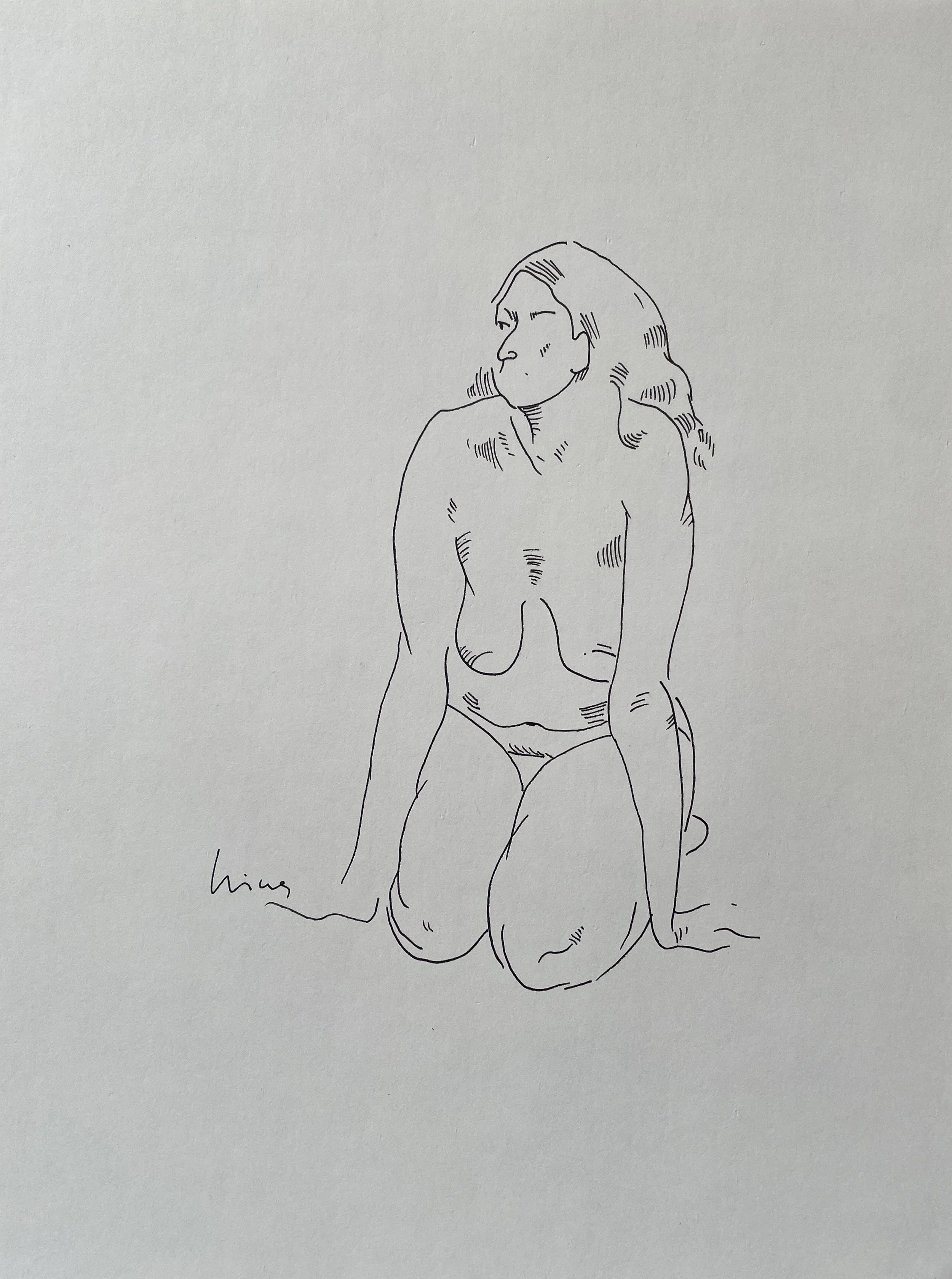 Nude, 2026. Gel pen on Strathmore paper, 160 gsm, 30.5 x 22.9 cm, framed in black acid free paper mat with protective plastic sleeve, SGD 60