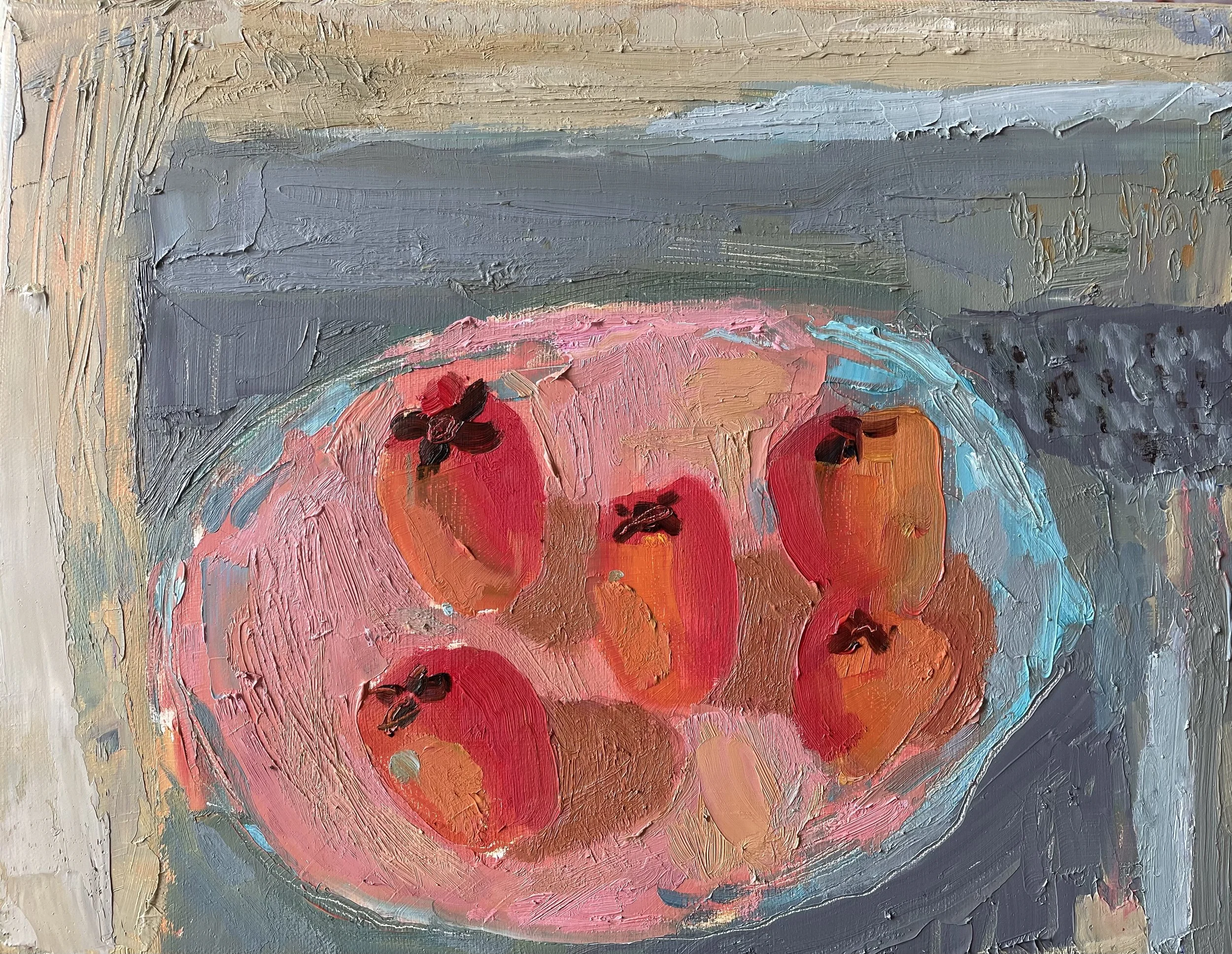 "Persimmons", 2024, oil on linen, unframed, 28x36cm, SGD 1,100