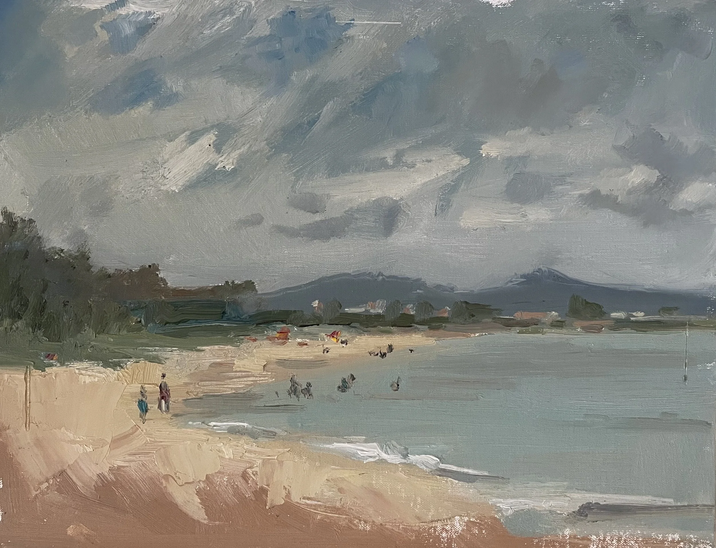 "Desaru beach, Malaysia", 2023, 11x14", oil on linen panel, framed [SGD 1,200]