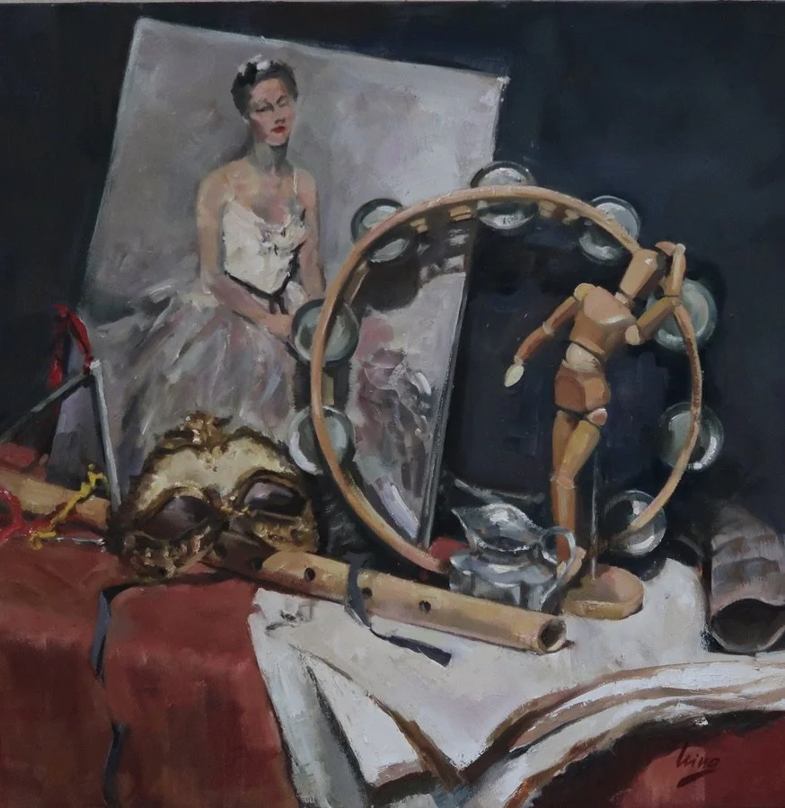 "All the world's a stage", 2022. Oil on canvas, 60x60cm, unframed, SGD 4,000