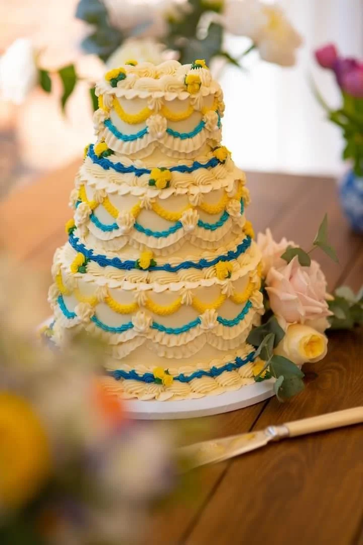 yellow elegant wedding cake idea three tier