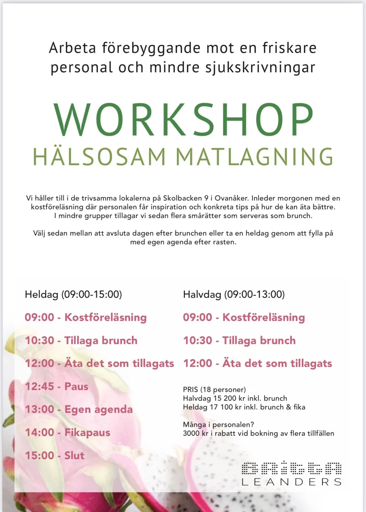 Workshop i hälsosam matlagning, Britta Leanders