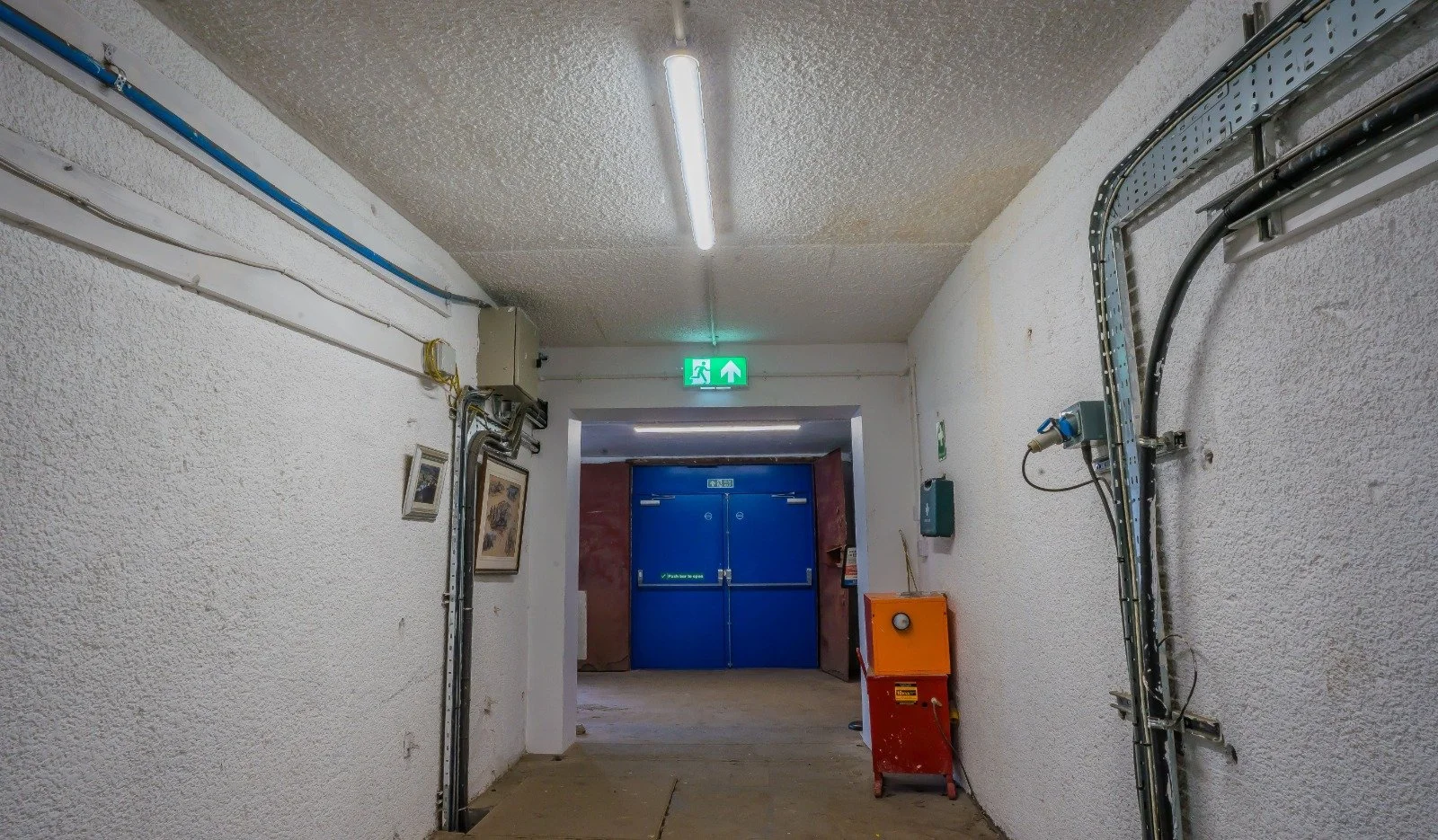 new nuclear bunker door and emergency fire lighting