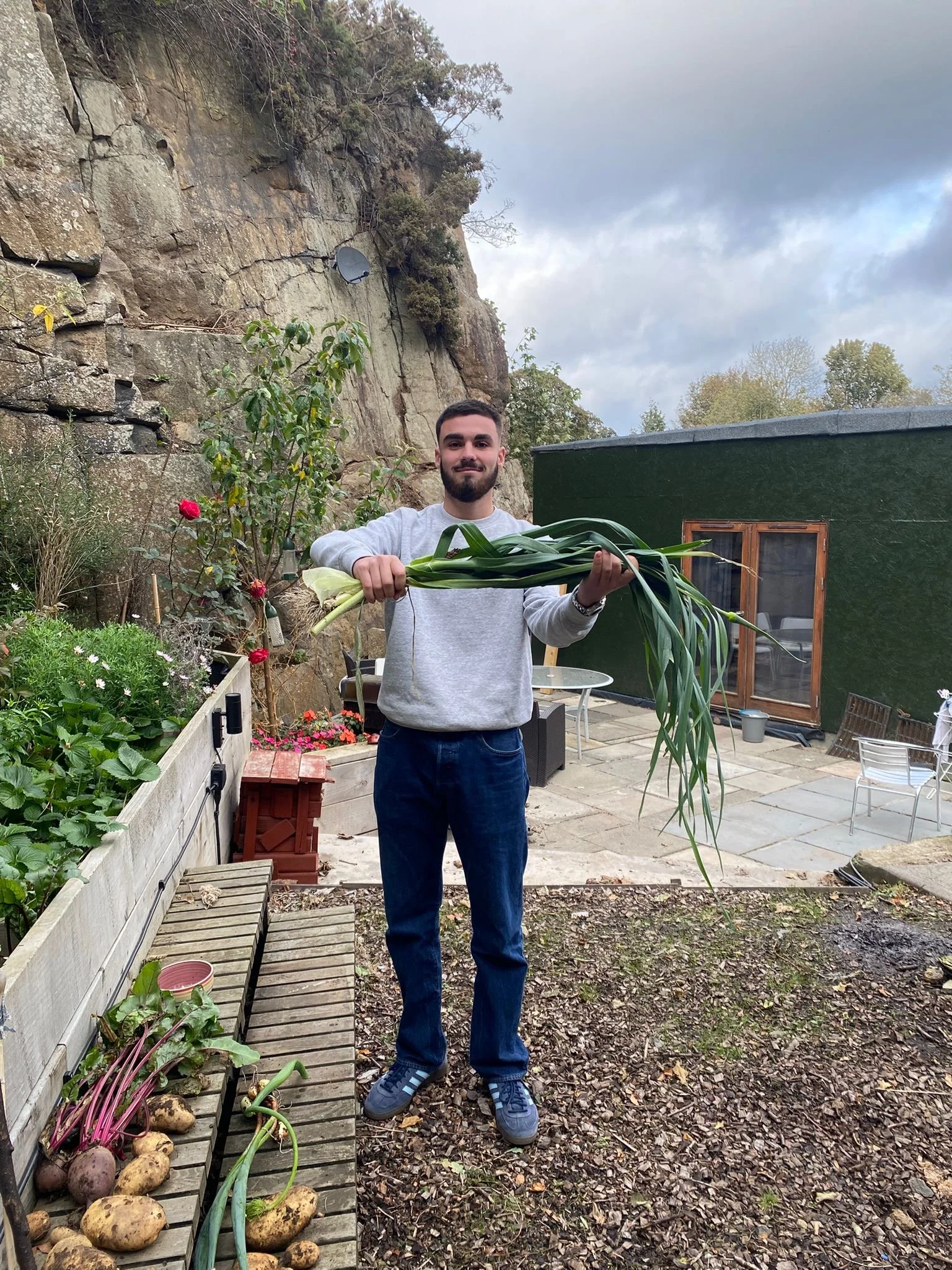 Volunteers and raised beds at the Barnton Bunker Community Garden