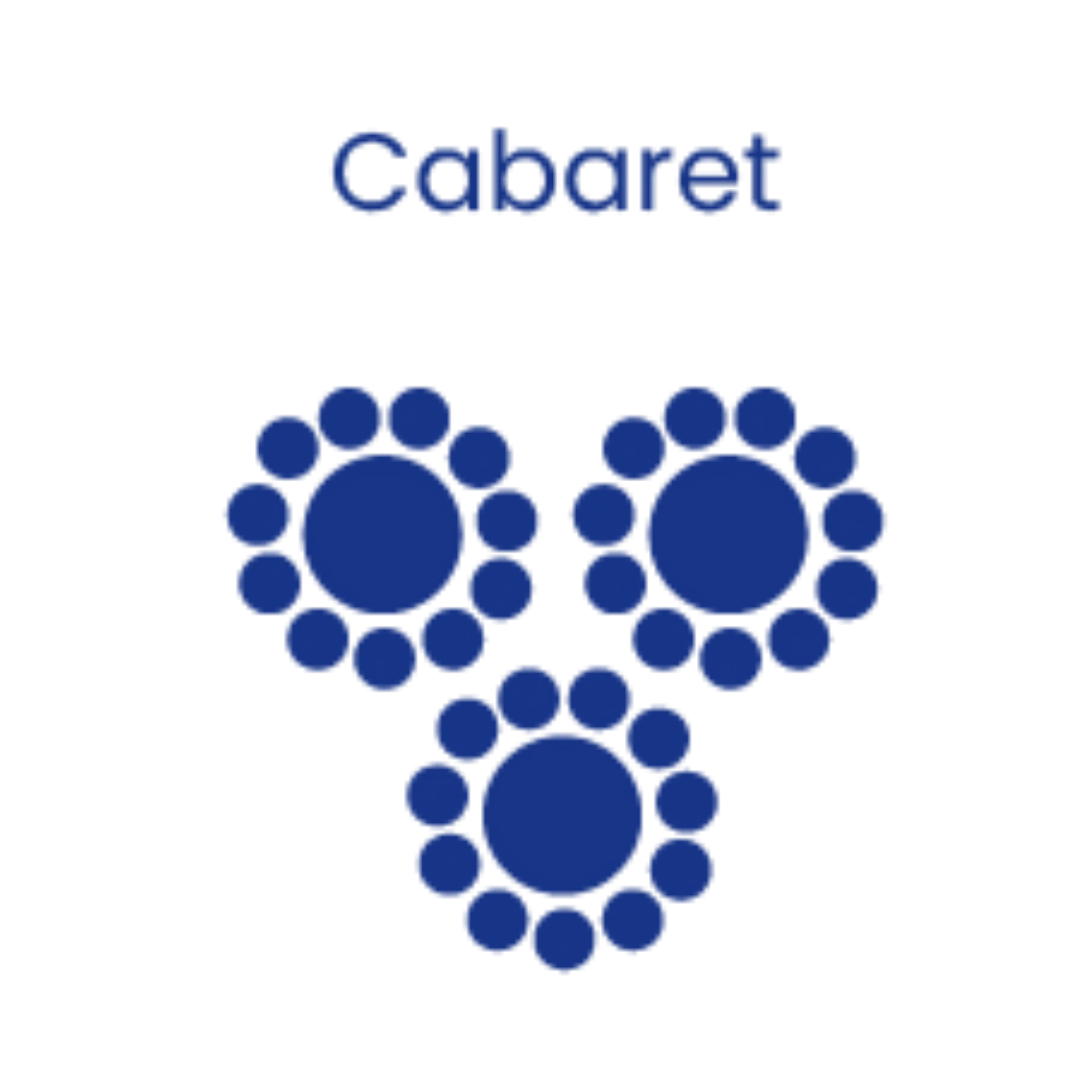 Diagram of a blue bead necklace with the word 'Cabaret' at the top.