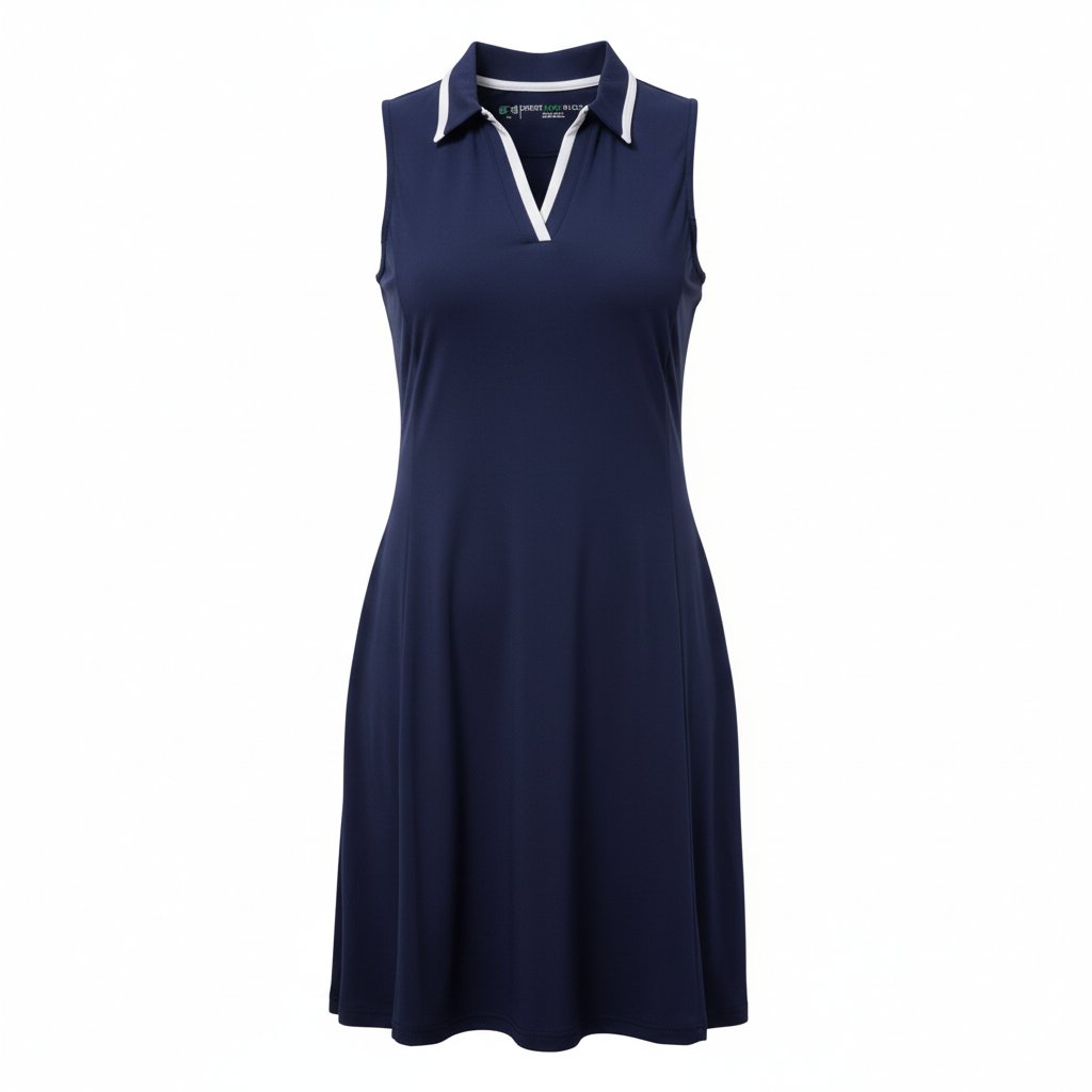 SFS SLEEVELESS PREMIUM GOLF DRESS (Navy Blue w/ White Accents)