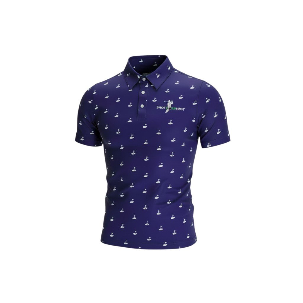 SHOT FORE SHOT PREMIUM POLO (Navy Blue & White)