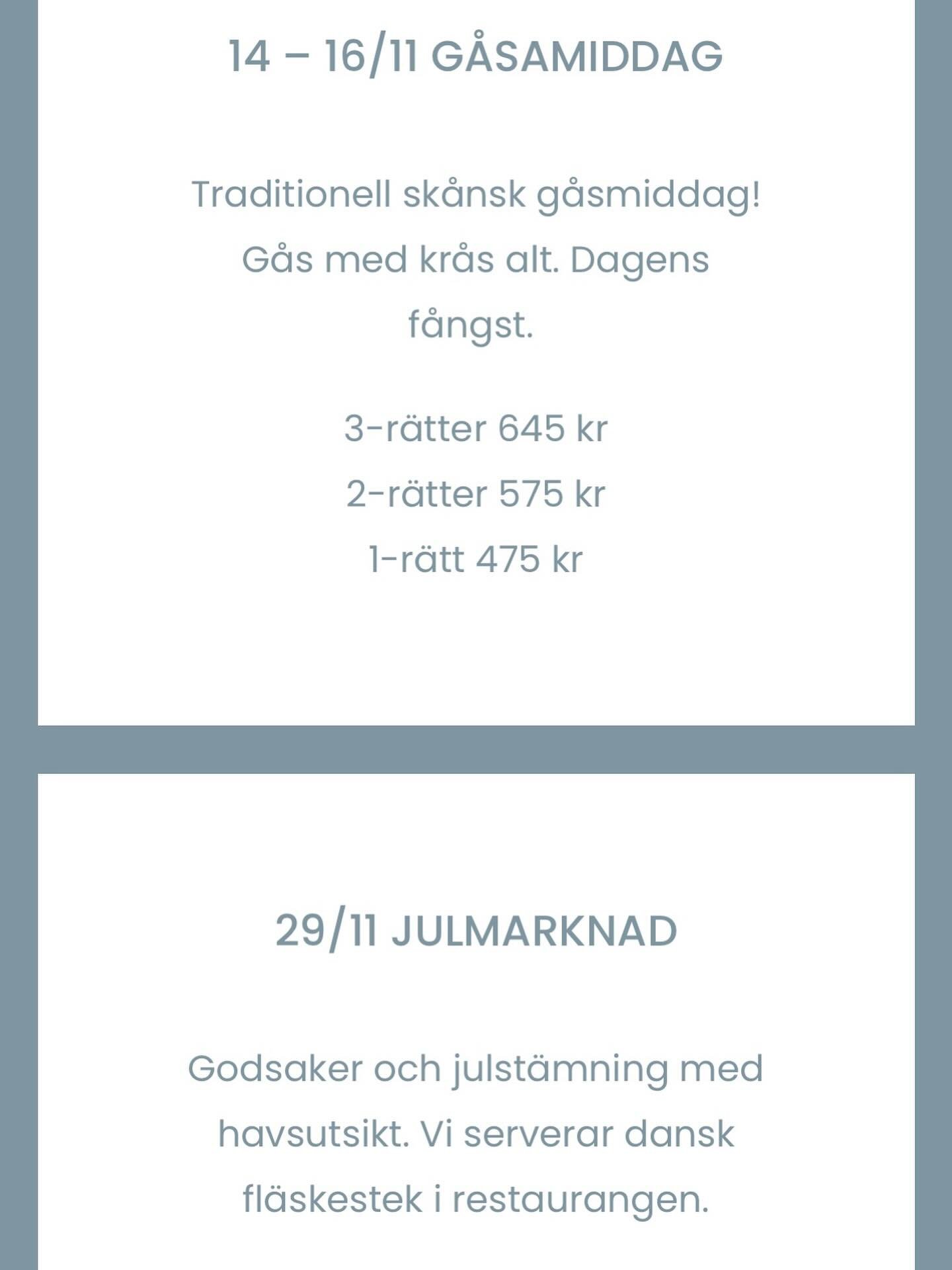 #svanshallskrog #g&aring;smiddag #julmarknad #restaurang  #ny&aring;rsmeny #st&auml;llplats #havsitsikt #utvaldaviner #visith&ouml;gan&auml;s #visitsk&aring;ne #kullahalv&ouml;n