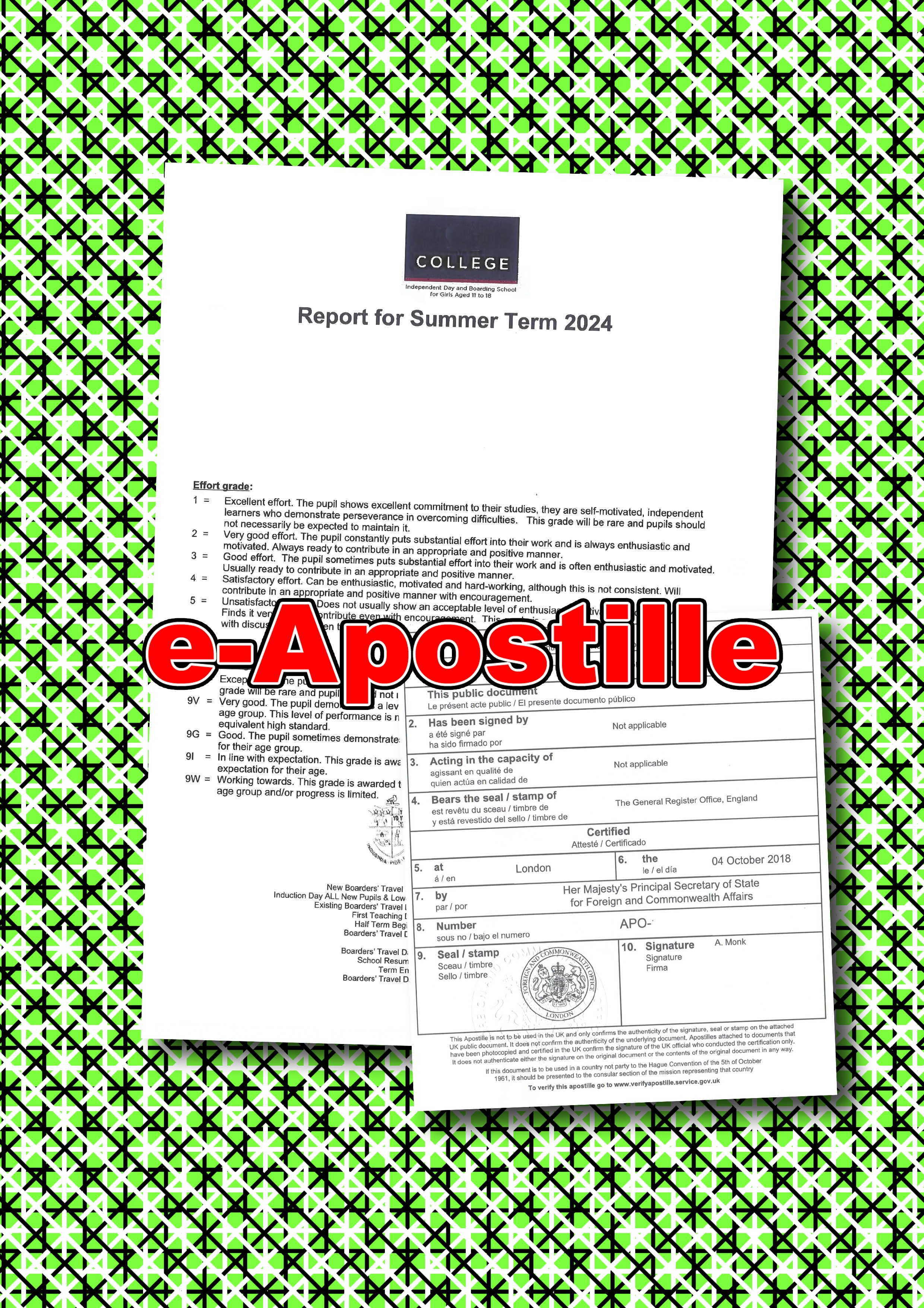 School Report and UK FCDO e-Apostille