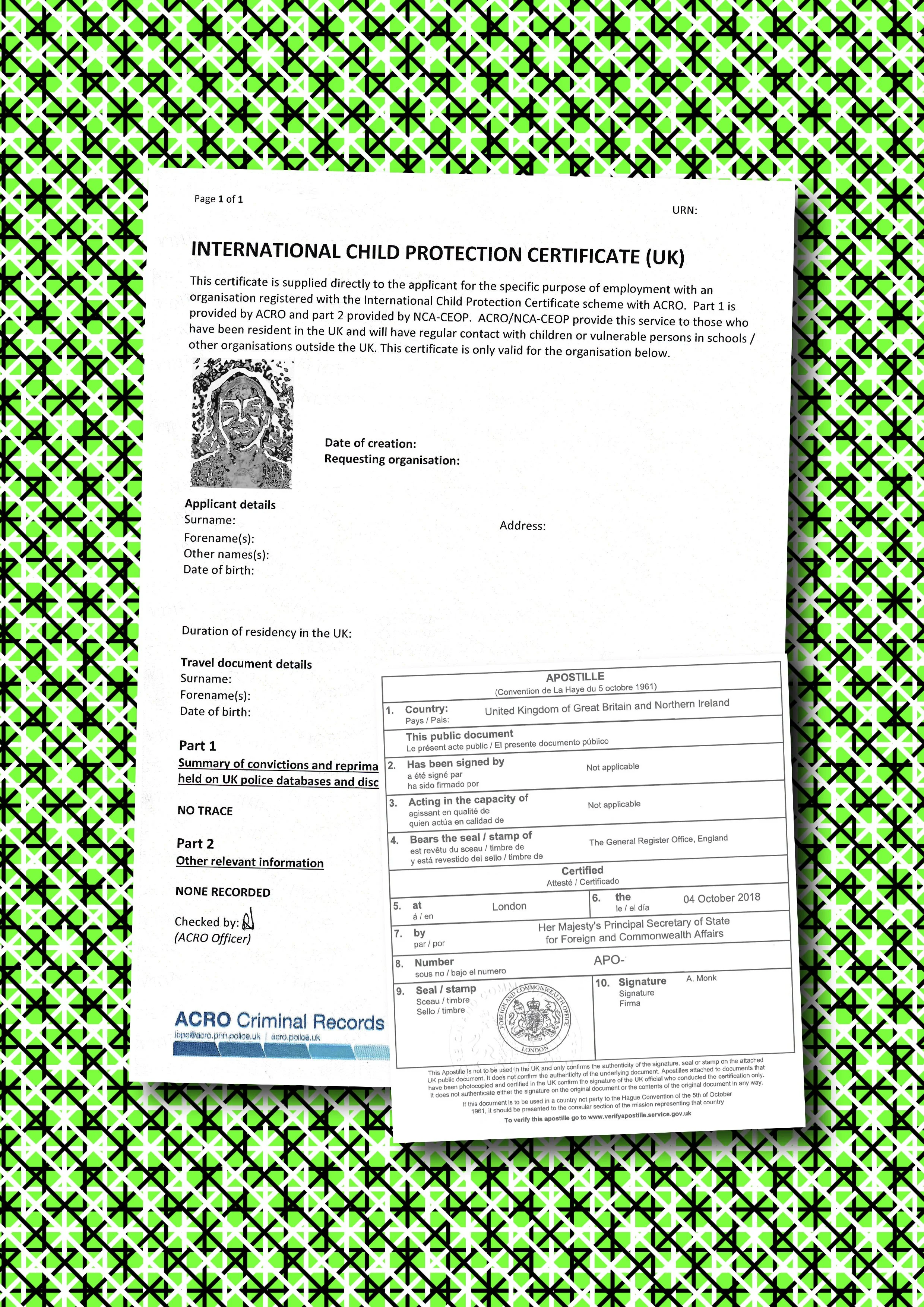 International Child Protection Certificate and Apostille