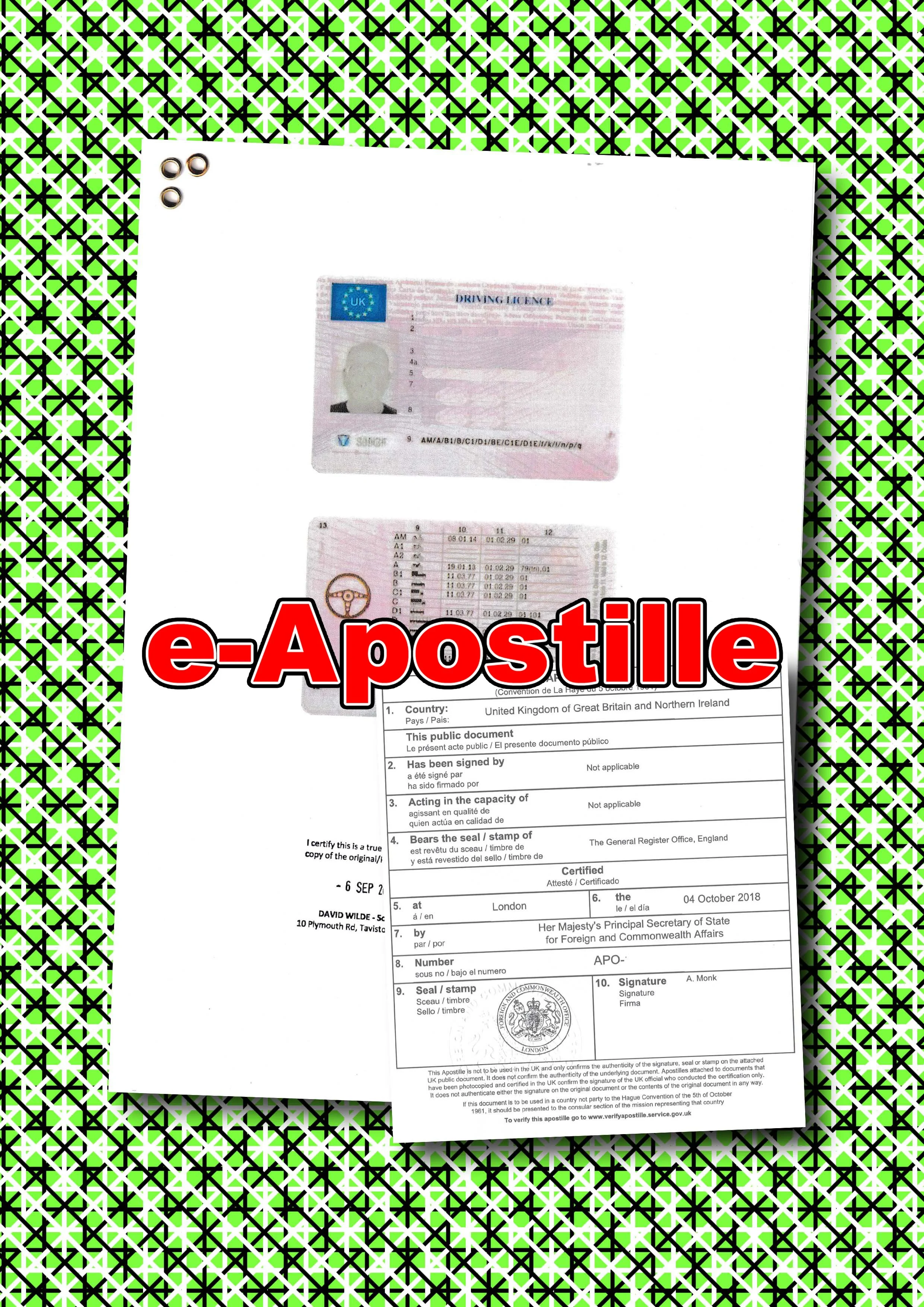 UK Driving Licence with UK digital apostille