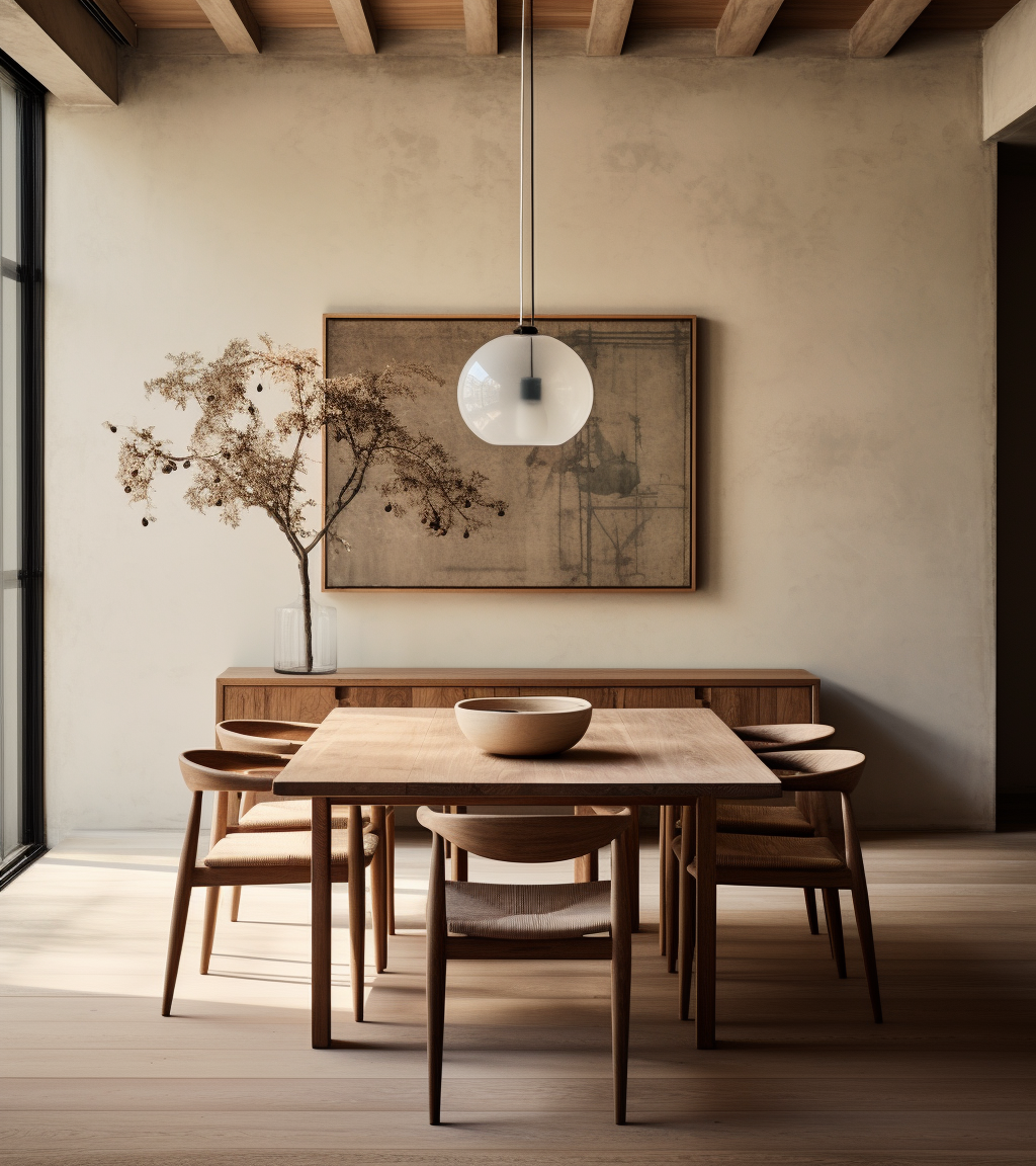 A monastic Belgian home dining room, in Antwerp, Oak wood floor, modern, lime wash, high ceiling, 