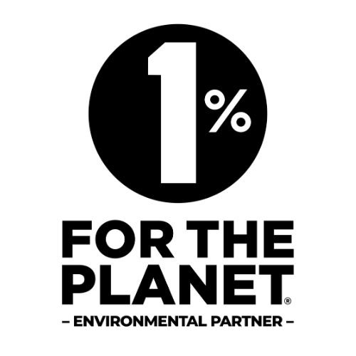 Logo with a large number 1% inside a black circle, and text below reading 'FOR THE PLANET' and 'ENVIRONMENTAL PARTNER'.