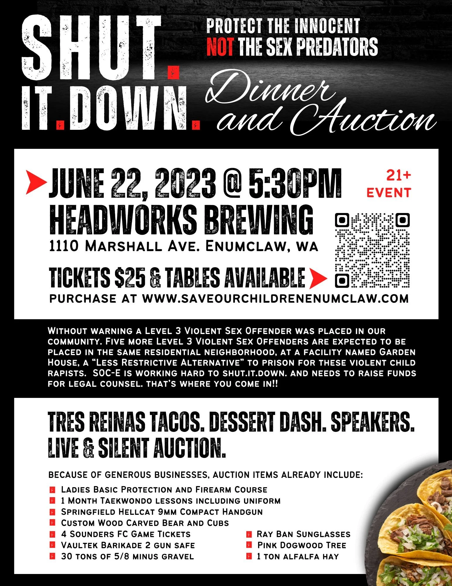 SHUT. IT. DOWN. Dinner and Auction