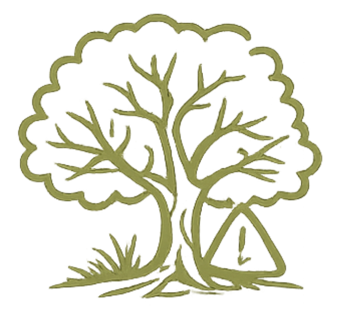 A decorative gold-colored metal tree with intricate branches and roots.