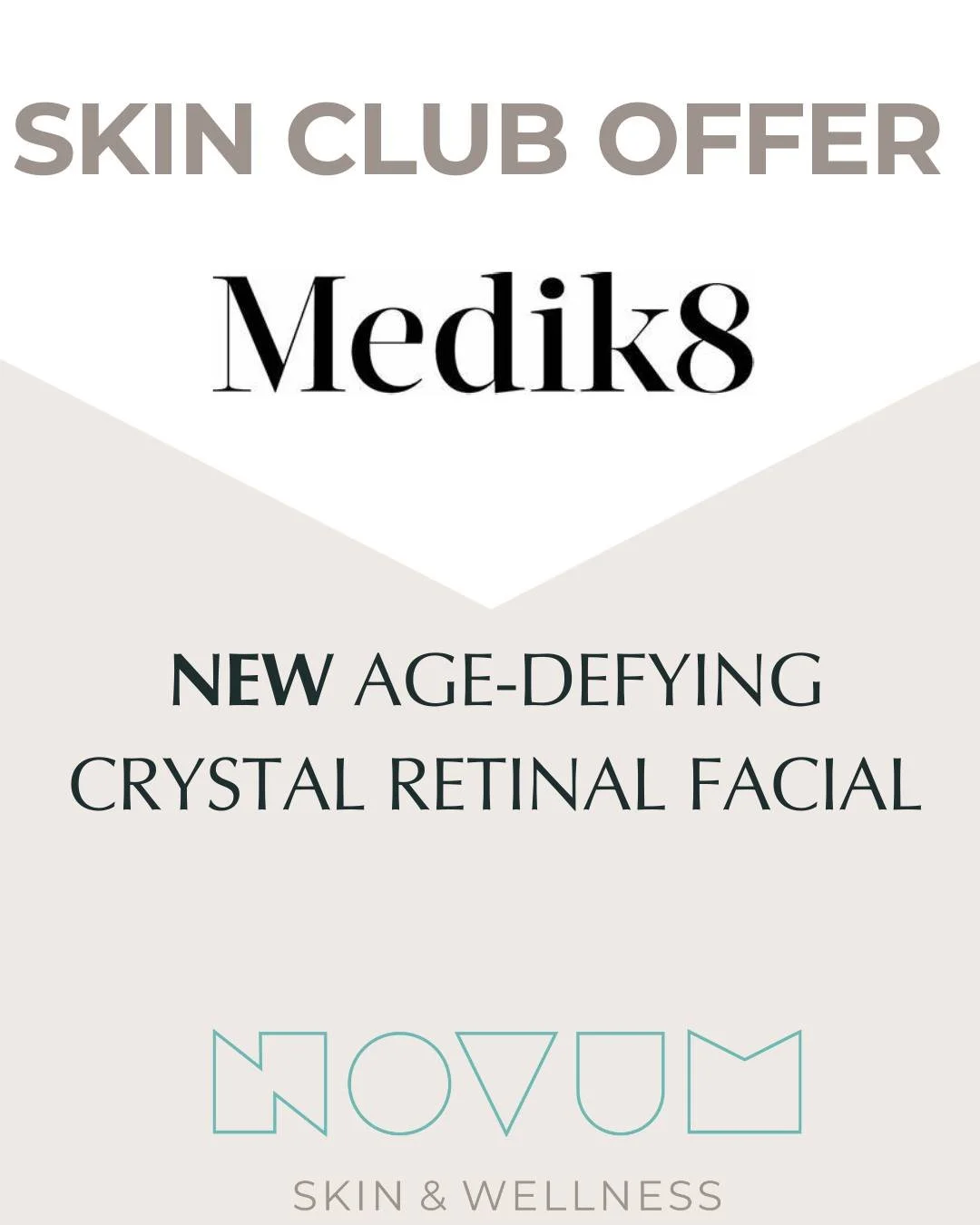 ✨ We&rsquo;re so excited to welcome our new Novum Skin Club members! ✨

Get ready to glow with our exclusive offers &ndash; available for a limited time only! 💫

💎 Medik8 Age Defying Crystal Retinal Facial &ndash; &pound;120
Includes a FREE Medik8 