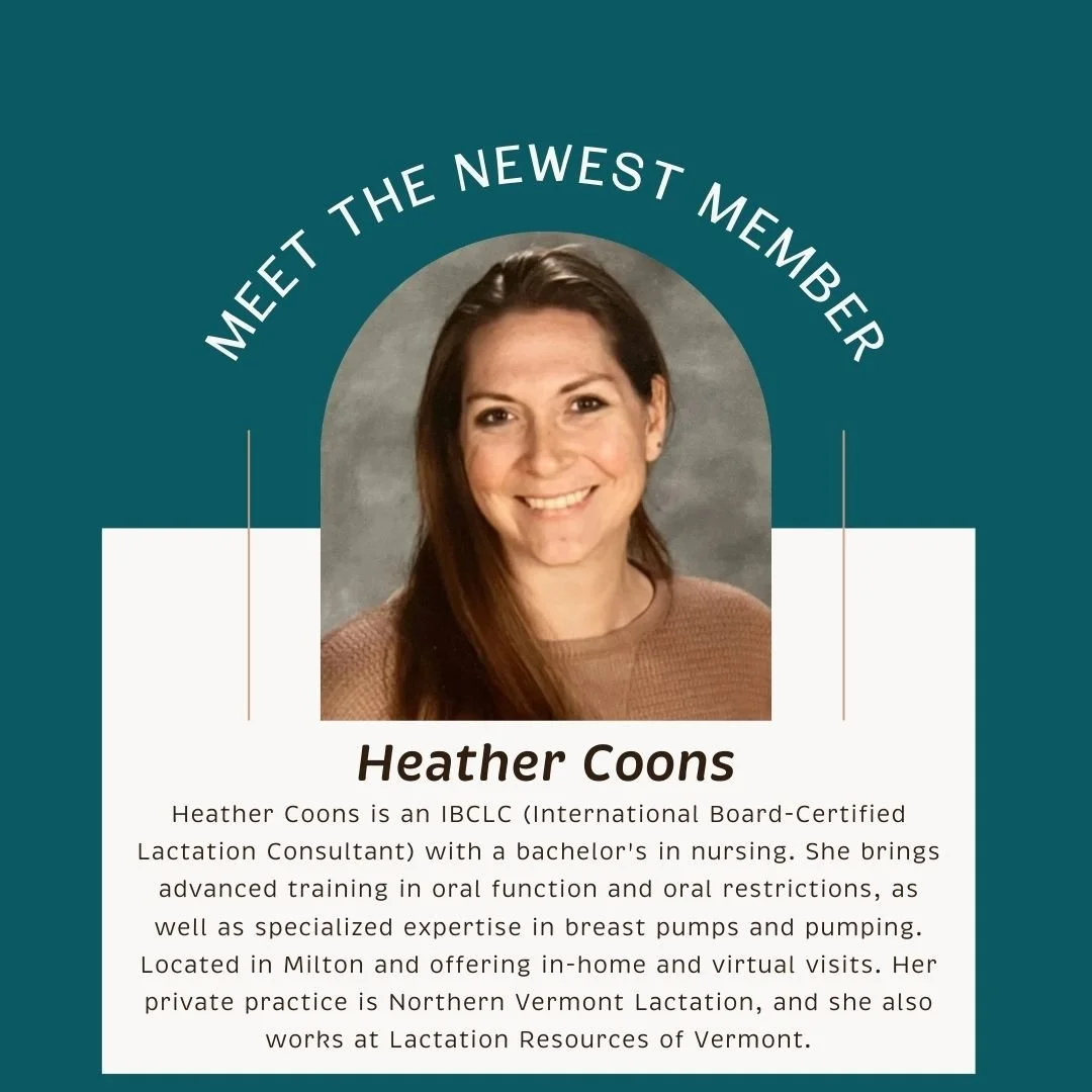 🌸 Welcome to the Vermont Birth Network, Heather Coons! 🌸

We&rsquo;re delighted to welcome Heather Coons, an IBCLC and RN with 12 years of infant and maternal nursing experience, offering compassionate, evidence-based support for families navigatin