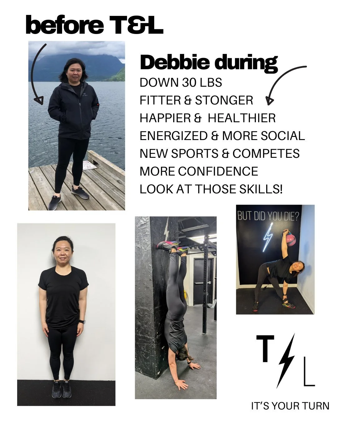 ✨ BEFORE &amp; DURING THUNDER &amp; LIGHTNING: DEBBIE ✨

When Debbie first joined Thunder &amp; Lightning a little over two years ago, she hated going to the gym. Now? She&rsquo;s dropped 30 lbs, gained strength and skills, built a rock-solid routine