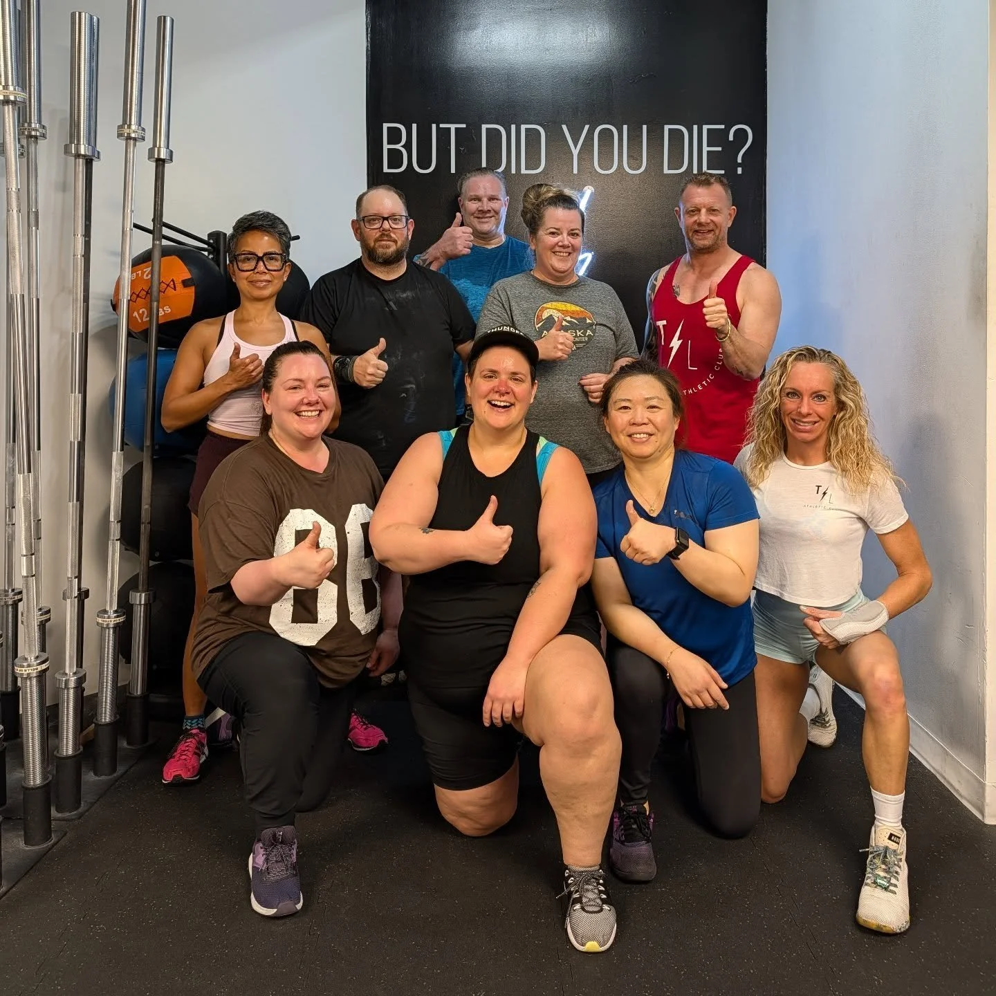 Happy Thanksgiving from our Thunder and Lightning family! 🍁

Such a fun holiday class lifting heavy and jamming out to 90's pop! 

Great group today - missing a few from the pic! 🩶

#personaltraining #groupfitness #fitfam #powerlifting #crossfit #s