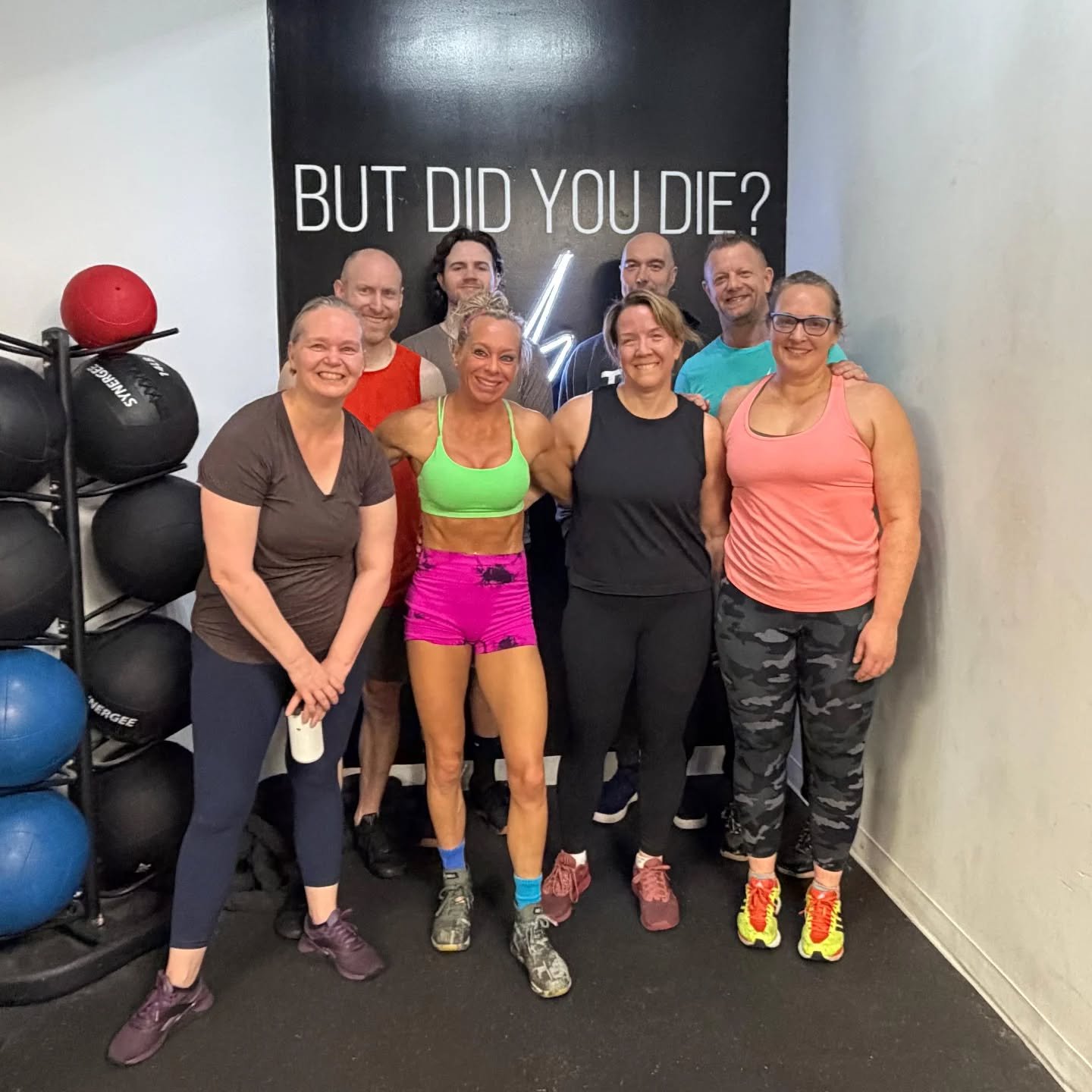 Smiles of exhilaration / relief after the 7AM CrossTraining team finished CrossFit Open 26.1 workout. So many wall balls! Great job everyone! At least we all didn't (did) die together! These kinds of workouts are way better in a group! Can't wait to 