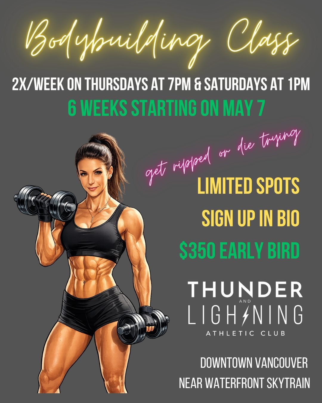 Build muscle. Look strong. Feel stronger. 💪

We&rsquo;re launching our 6-week Bodybuilding Specialty Program &ldquo;Get Ripped or Die Trying&rdquo;, coached by Carol.

This is NOT your typical class.

No crazy timer beeping. No huge pressure to lift