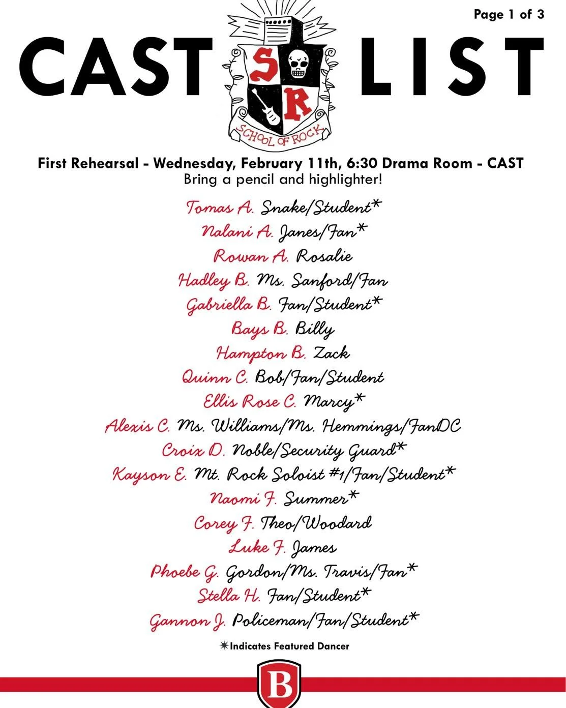 🎶⚡ LET&rsquo;S ROCK! CAST LIST IS LIVE! ⚡🎶

The cast for our spring musical School of Rock is here, and this group is ready to bring the volume, the talent, and the energy to the stage! Huge congratulations to our student performers, this is going 