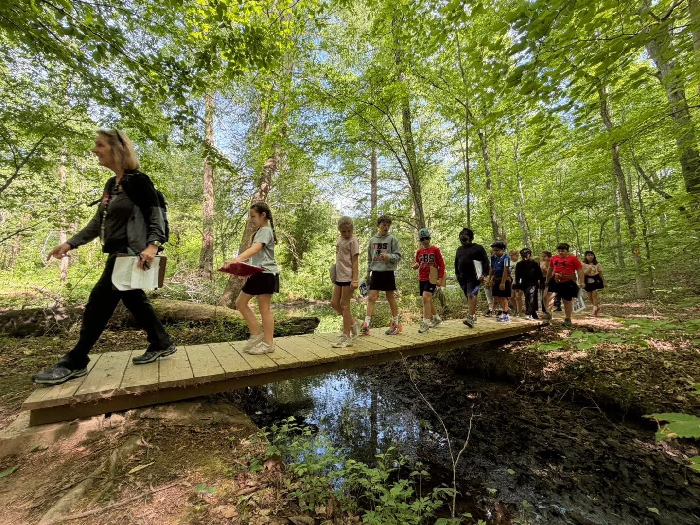 For Earth Day, Mrs. Farrell and Mrs. Ellis took their third grade classes to Cedarock Park for a day of outdoor learning and exploration.

Students hiked wooded trails, played games, and took on a scavenger hunt where they identified butterflies, tur